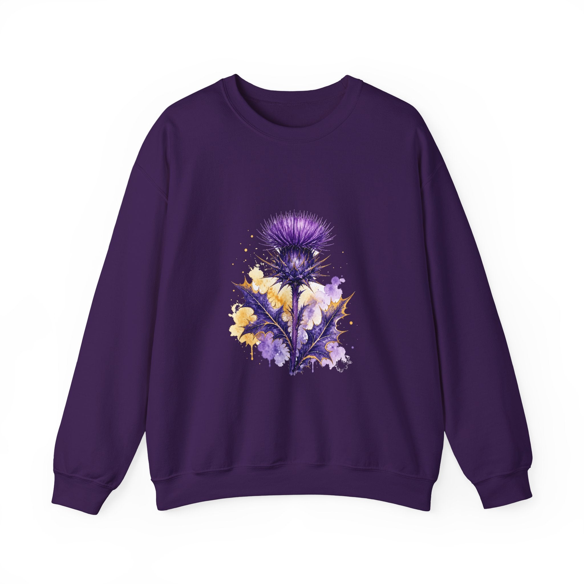 Matching Couple Sweatshirt - Lavender & Thistle Matching Couple Crewneck Sweatshirt Watercolor Art His Hers Engagement Gift - Design B