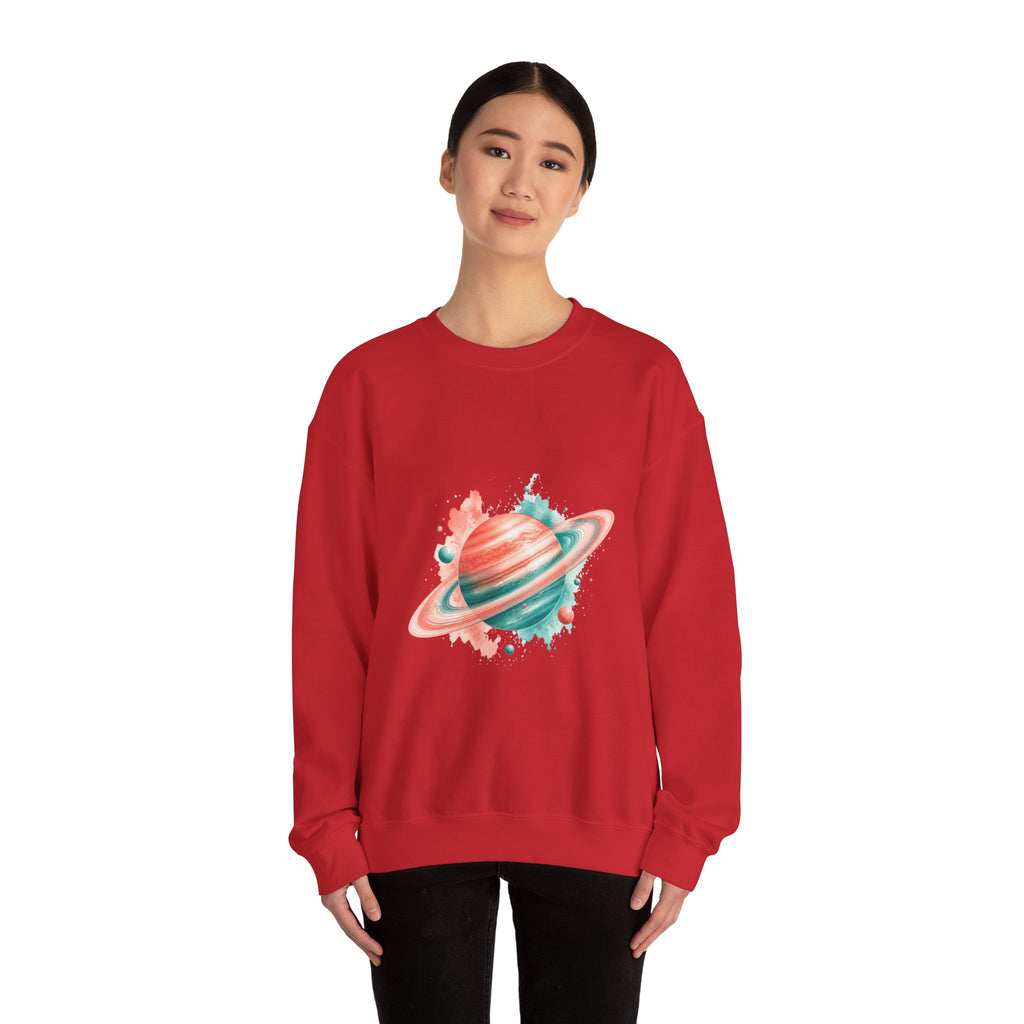 Matching Couple Sweatshirt - Saturn & Jupiter Matching Couple Premium Fleece Sweatshirt Watercolor Art His Hers Birthday Gift - Design A