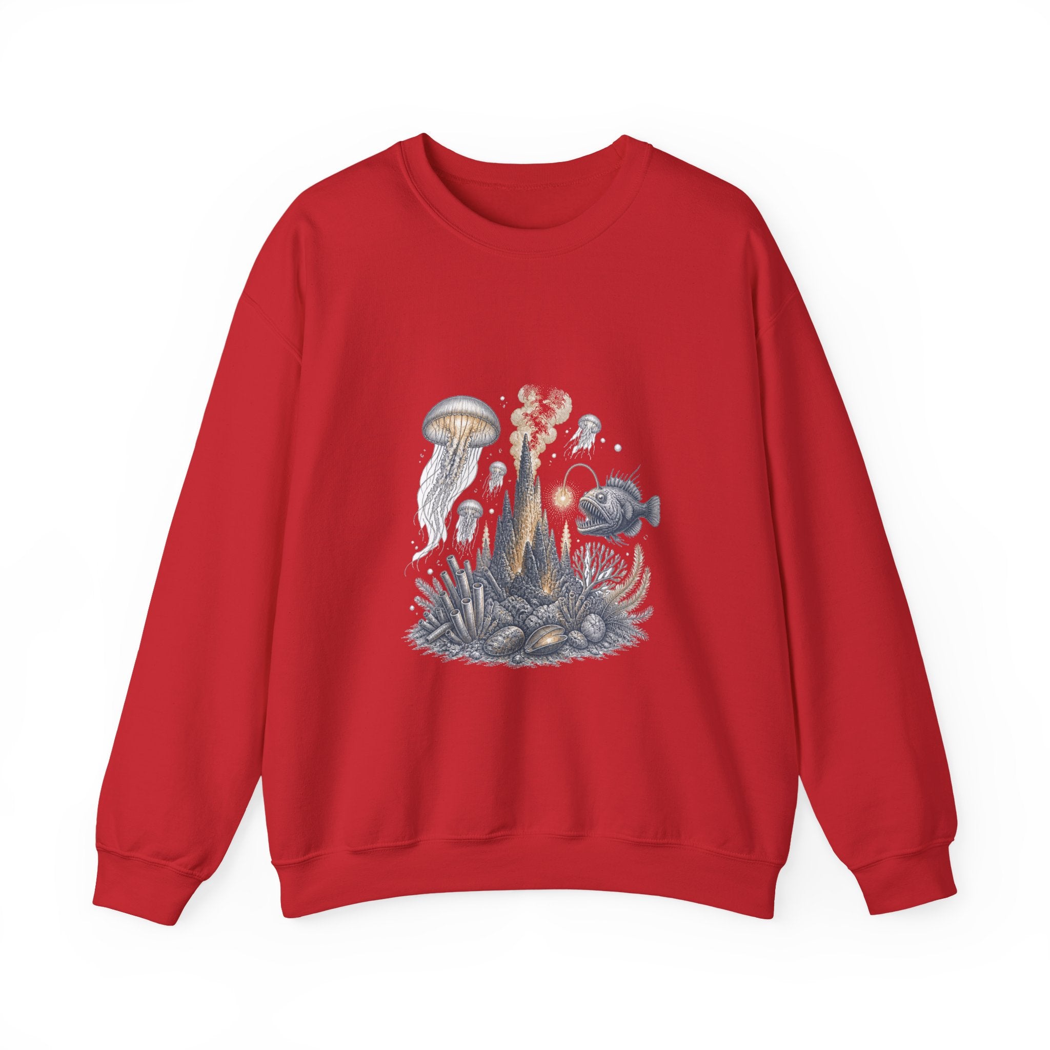 Matching Couple Sweatshirt - Coral Reef & Deep Sea Matching Couple Premium Fleece Sweatshirt Vintage Art His Hers Honeymoon Gift - Design B