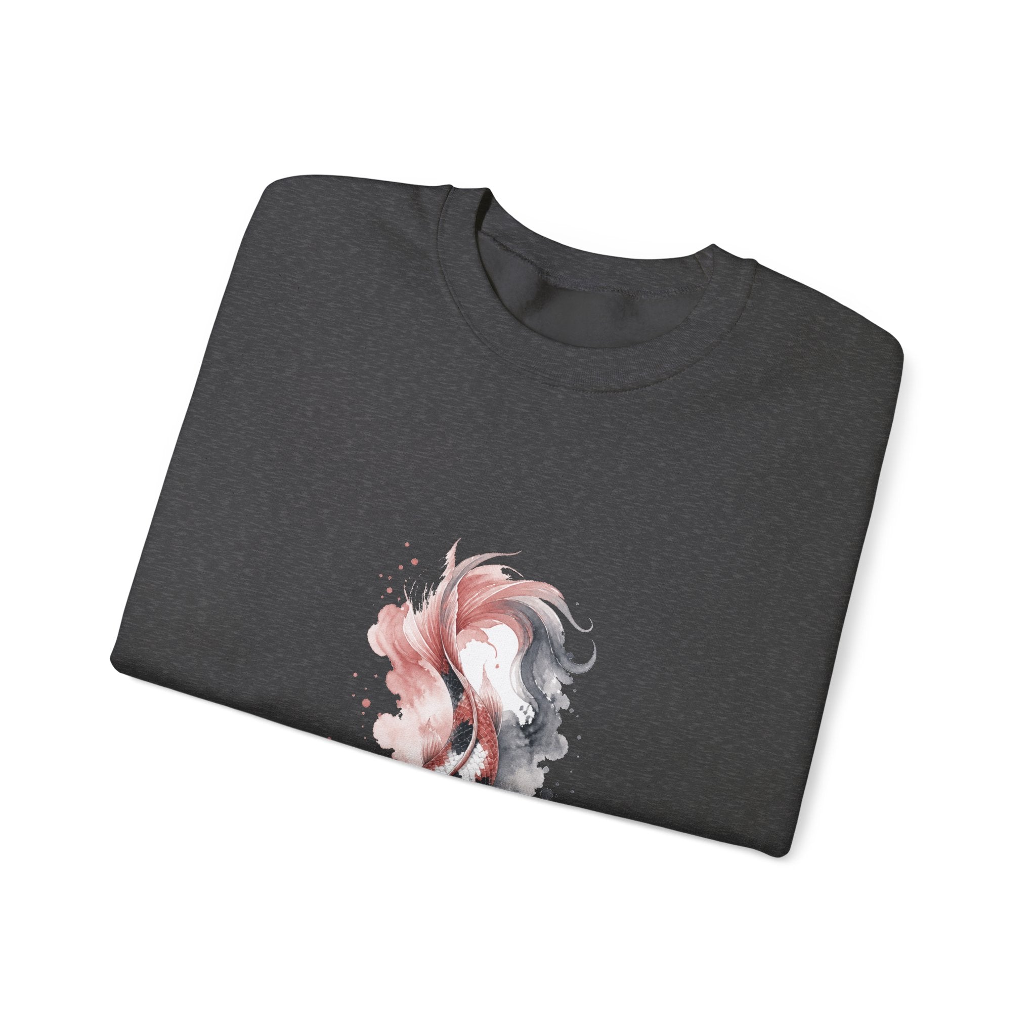 Matching Couple Sweatshirt - Koi Fish Yin Yang Matching Couple Crewneck Sweatshirt Watercolor Art His Hers Engagement Gift - Design B