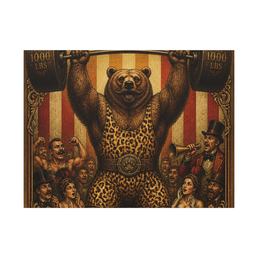 Strongman Bear Wall Art Canvas 24×36 Baroque Studio Decor Maximalist Print