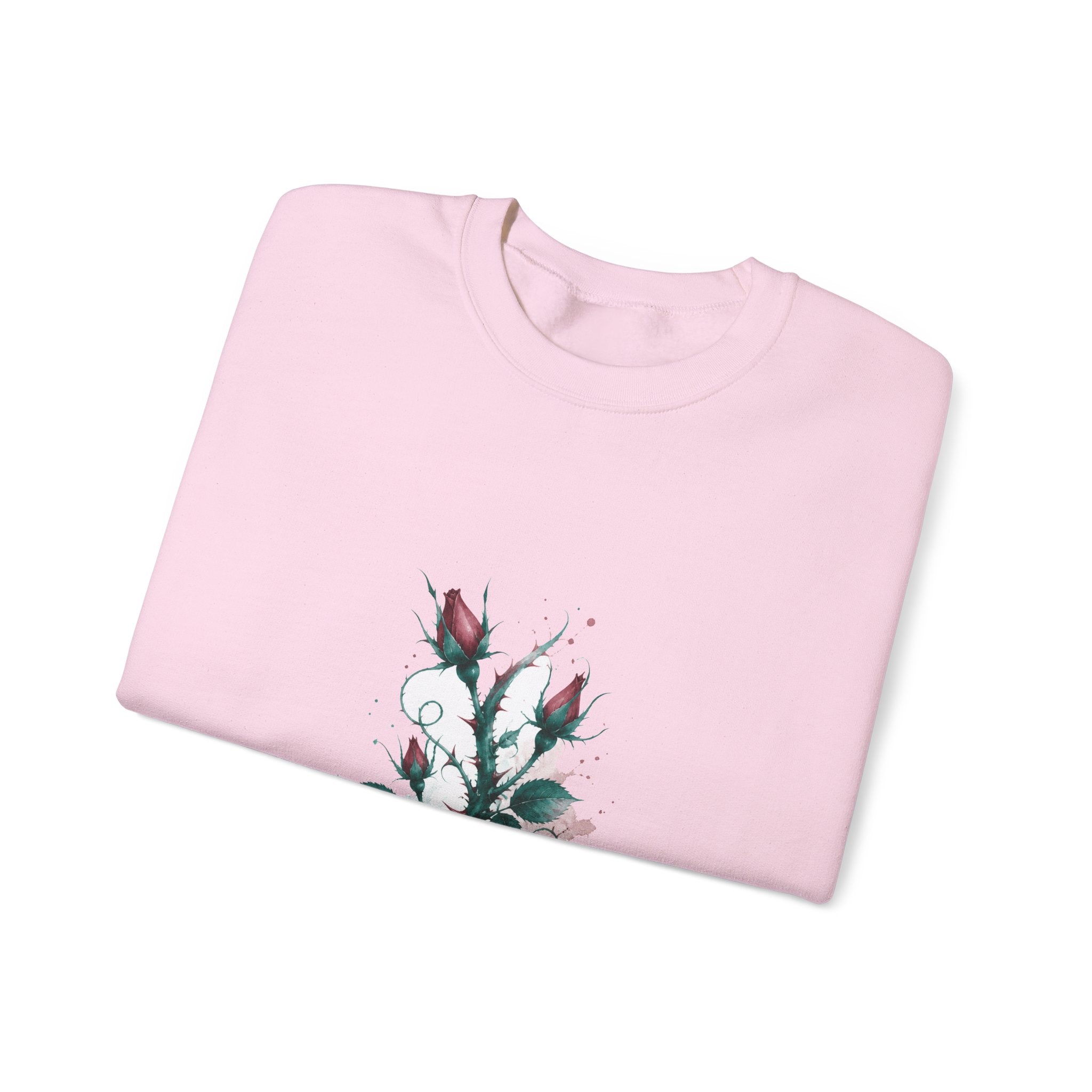 Matching Couple Sweatshirt - Rose & Thorn Matching Couple Crewneck Sweatshirt Watercolor Art His Hers Engagement Gift - Design B