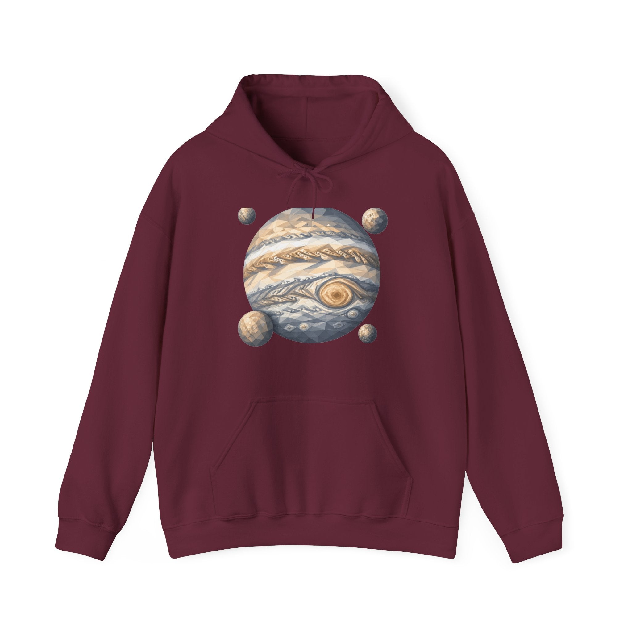 Matching Couple Sweatshirt - Saturn & Jupiter Matching Couple Hooded Sweatshirt Geometric Art His Hers Couple Gift - Design B