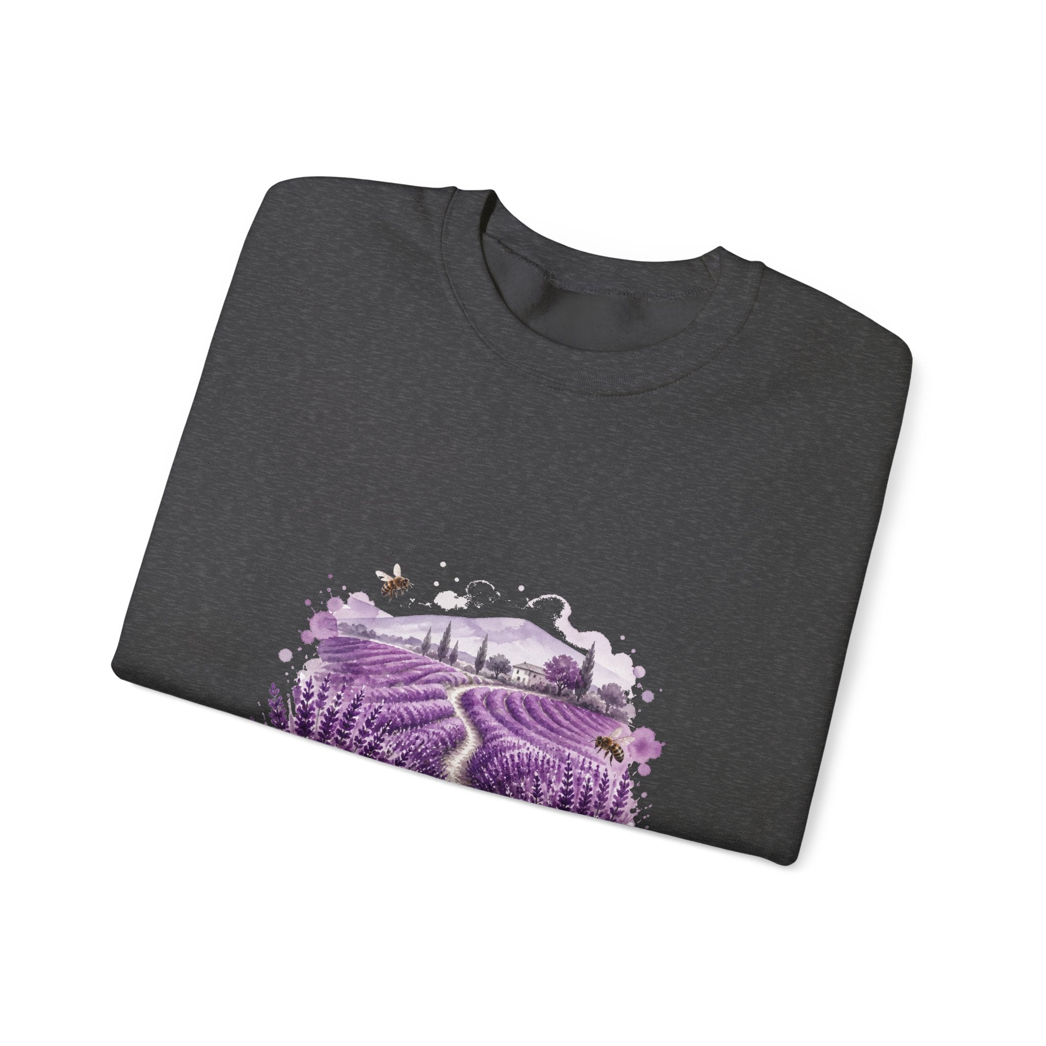 Matching Couple Sweatshirt - Lavender Fields & Canyon Matching Couple Crewneck Sweatshirt Watercolor Art His Hers Engagement Gift - Design A