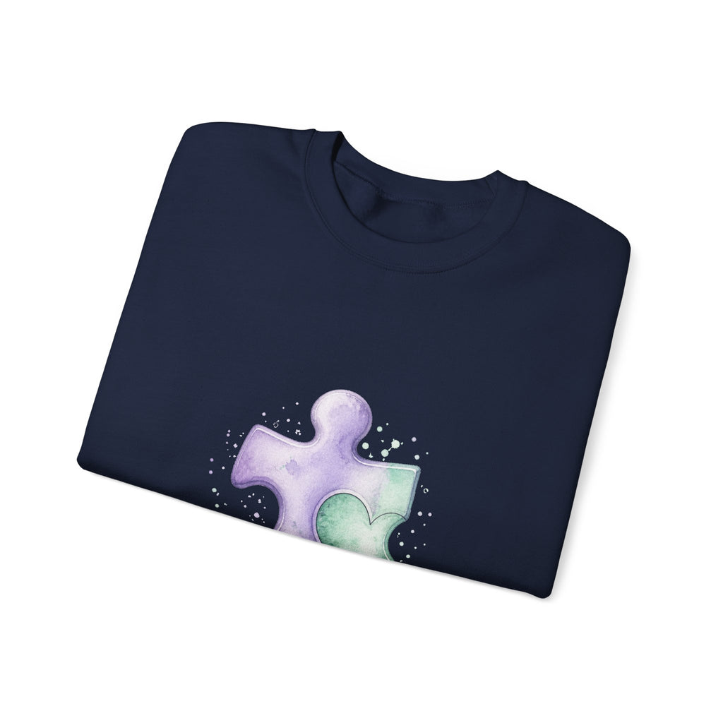 Matching Couple Sweatshirt - Puzzle Pieces Matching Couple Comfort Colors Crew Watercolor Art His Hers Birthday Gift - Design A
