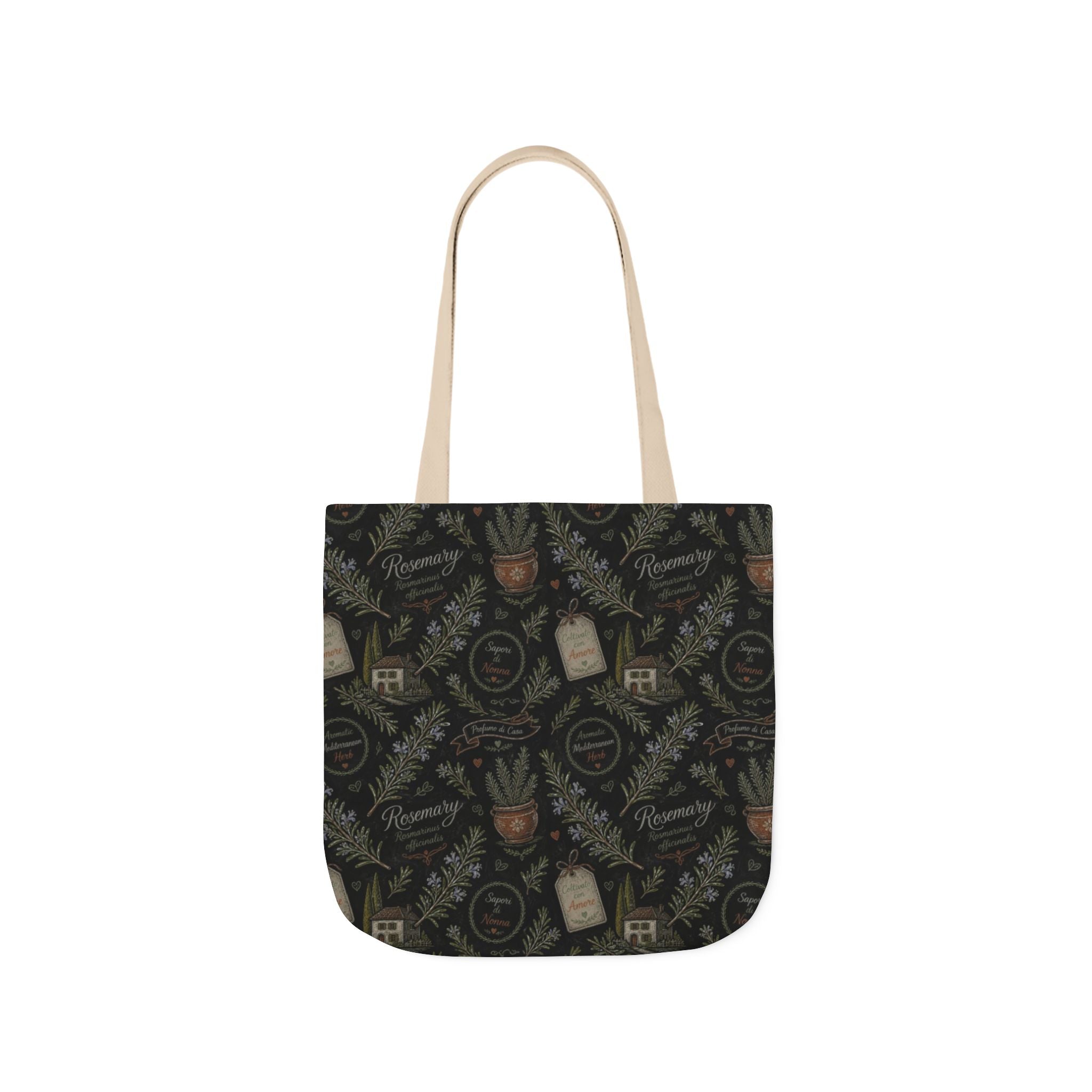 Rosemary Sprigs Canvas Tote Bag Mediterranean Kitchen Chalk Art Design Italian Cottagecore Gift