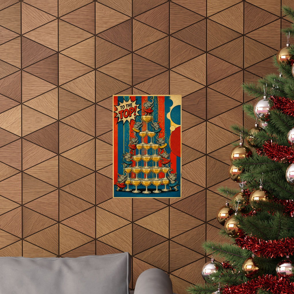 Champagne Tower Elephants Wall Art Poster 24×36 Pop Art Restaurant Decor Maximalist Print
