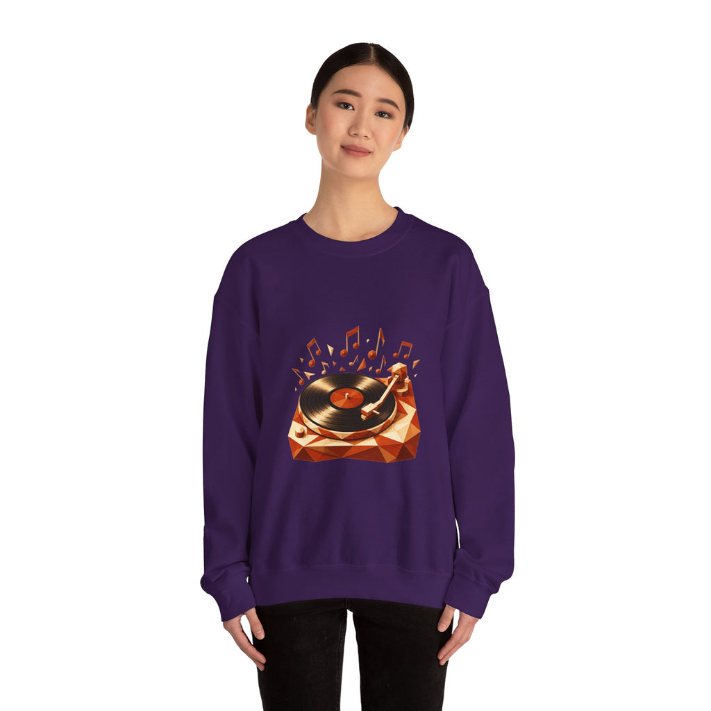 Matching Couple Sweatshirt - Vinyl & Cassette Matching Couple Premium Fleece Sweatshirt Geometric Art His Hers Love Gift - Design A