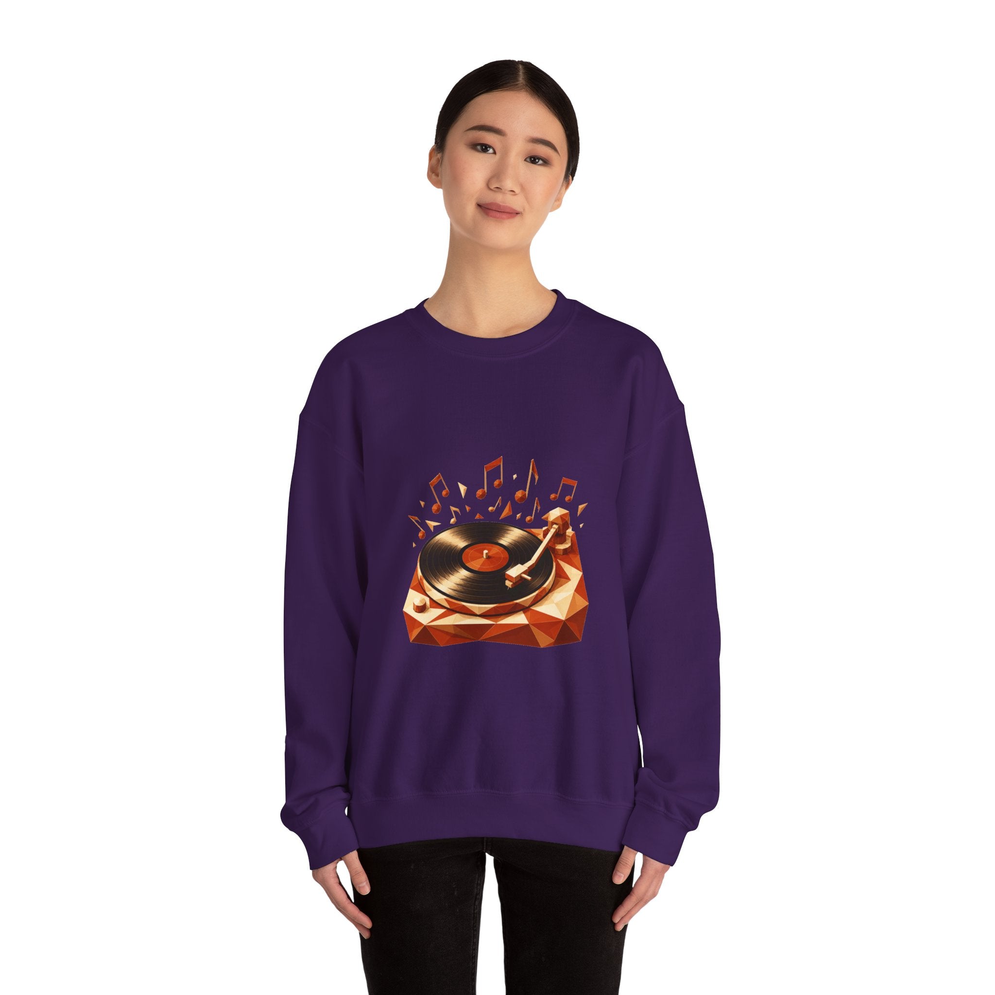 Matching Couple Sweatshirt - Vinyl & Cassette Matching Couple Premium Fleece Sweatshirt Geometric Art His Hers Love Gift - Design A