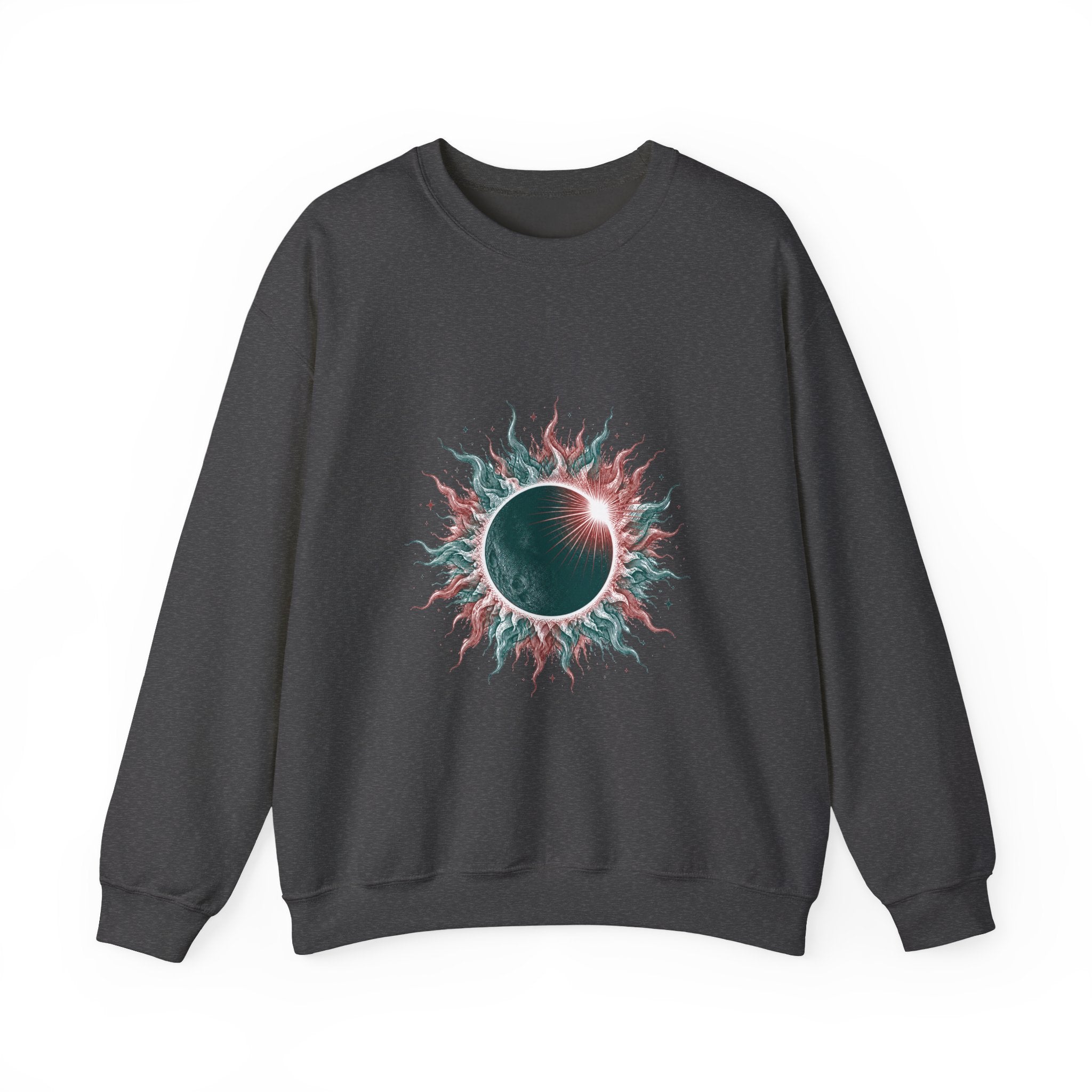 Matching Couple Sweatshirt - Solar & Lunar Eclipse Matching Couple Premium Fleece Sweatshirt Hand-Drawn Art His Hers Anniversary Gift - Design A