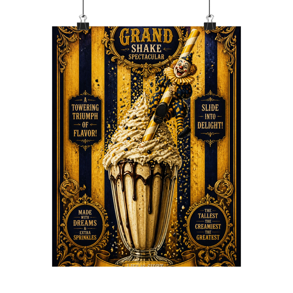 Milkshake Slide Clown Wall Art Poster 24×36 Baroque Studio Decor Maximalist Print
