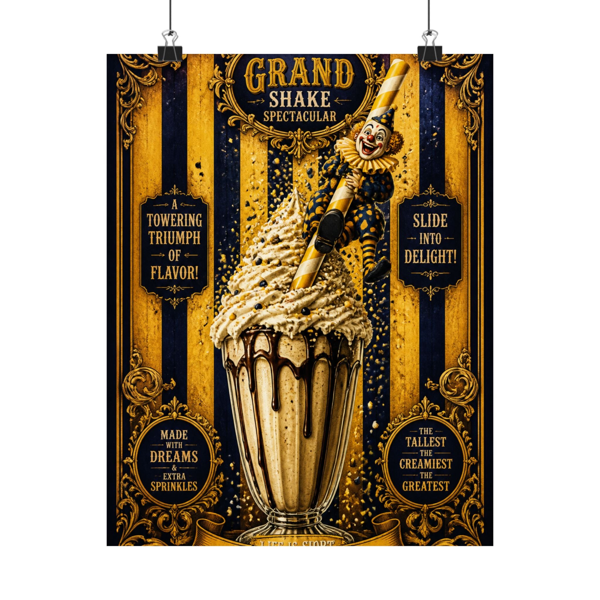 Milkshake Slide Clown Wall Art Poster 24×36 Baroque Studio Decor Maximalist Print