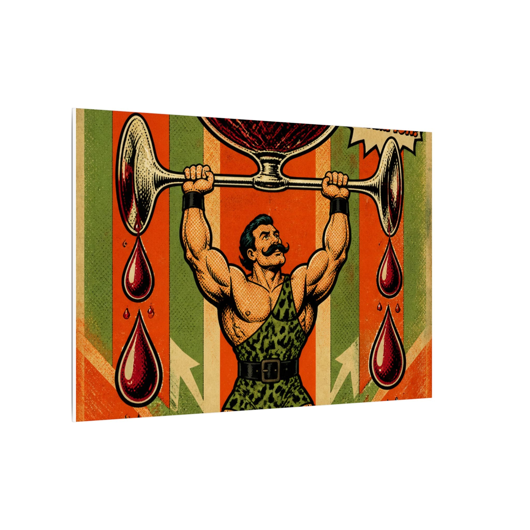 Wine Glass Strongman Wall Art Canvas 24×36 Pop Art Restaurant Decor Maximalist Print