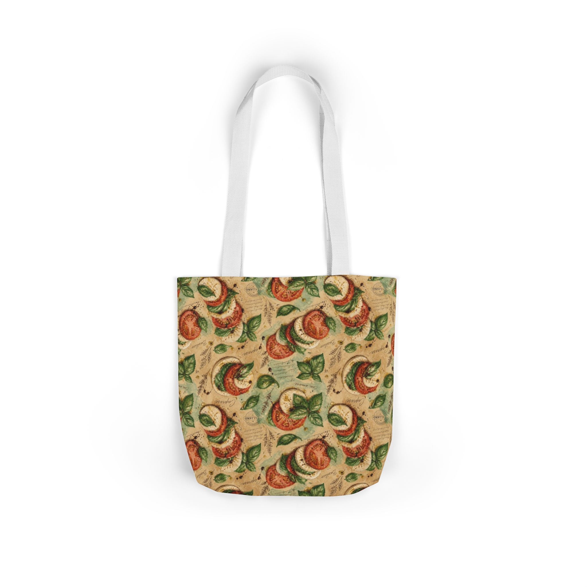 Caprese Arrangement Canvas Tote Bag Mediterranean Kitchen Watercolor Design Italian Cottagecore Gift