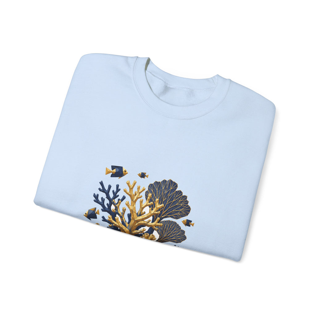 Matching Couple Sweatshirt - Coral Reef & Deep Sea Matching Couple Premium Fleece Sweatshirt Geometric Art His Hers Love Gift - Design A