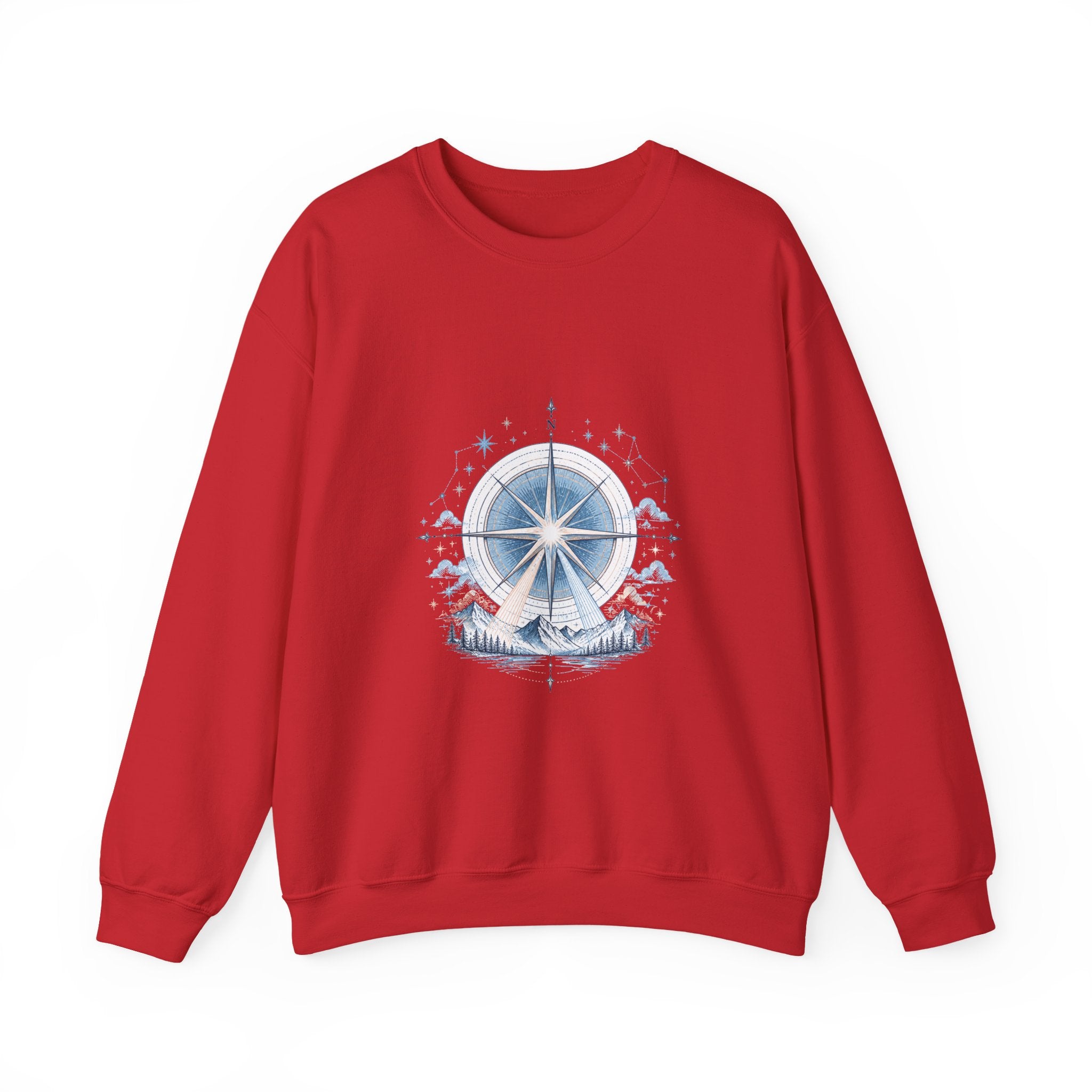 Matching Couple Sweatshirt - Shooting Star & North Star Matching Couple Premium Fleece Sweatshirt Hand-Drawn Art His Hers Anniversary Gift - Design B