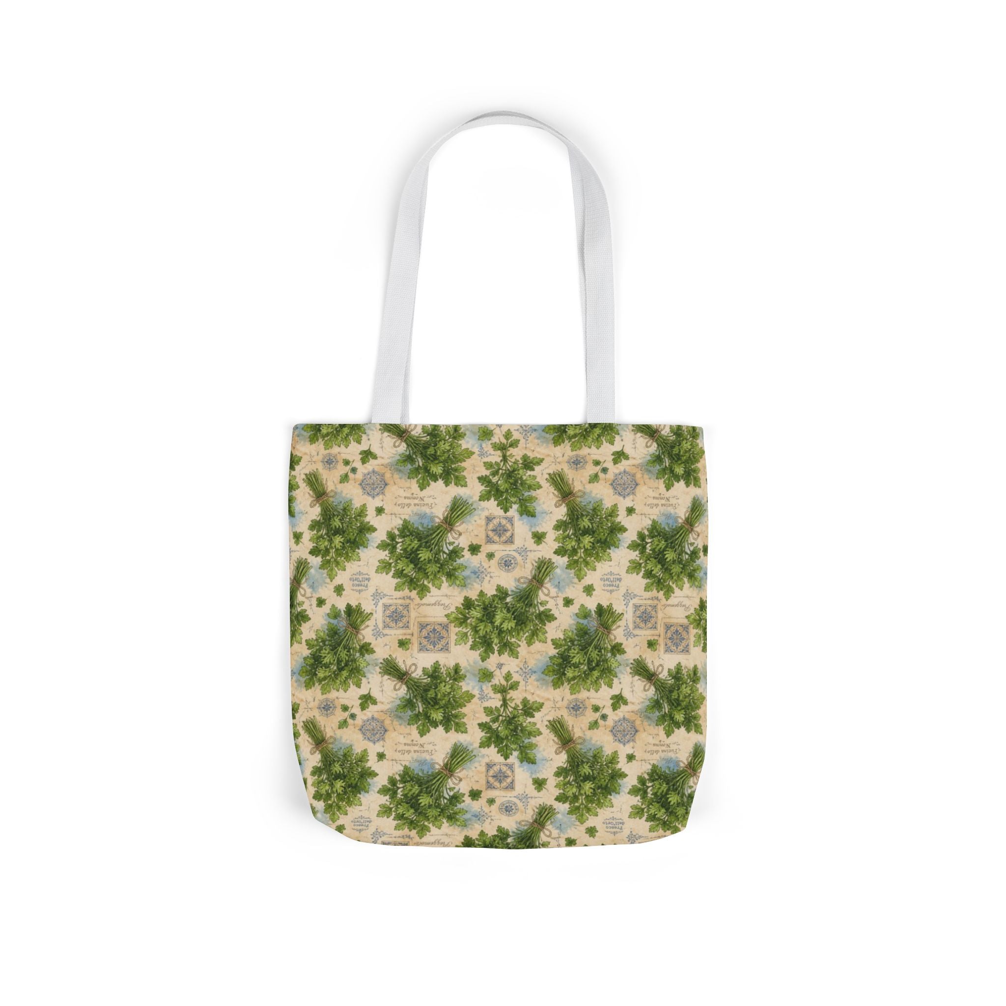 Fresh Parsley Canvas Tote Bag Mediterranean Kitchen Watercolor Design Italian Cottagecore Gift