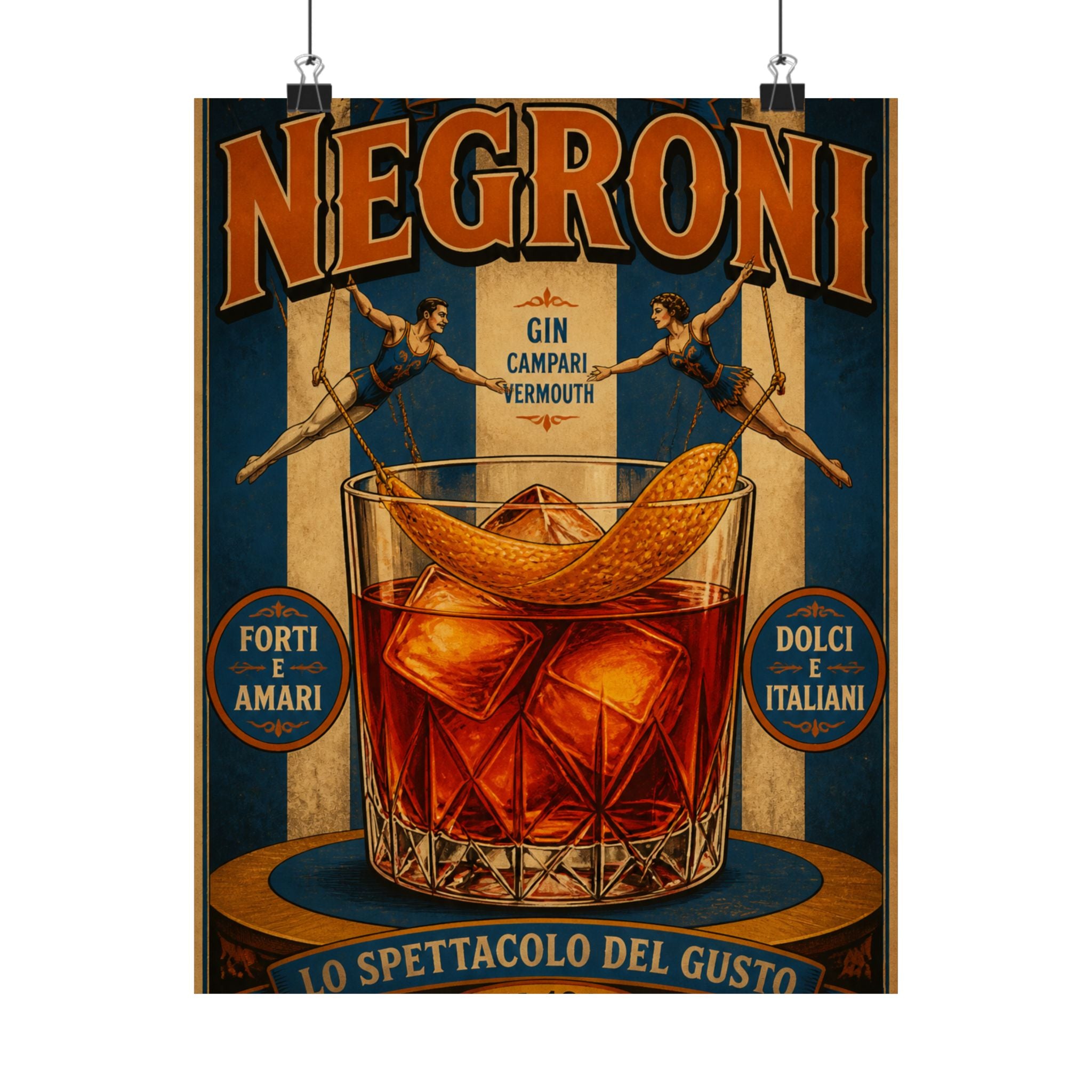 Negroni Trapeze Act Wall Art Poster 18×24 Vintage Circus Kitchen Decor Maximalist Print