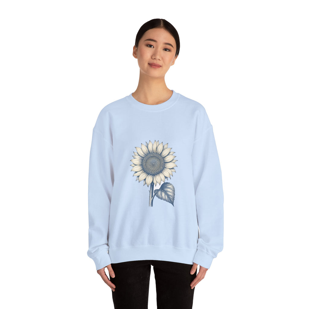 Matching Couple Sweatshirt - Sunflower & Moonflower Matching Couple Comfort Colors Crew Hand-Drawn Art His Hers Anniversary Gift - Design A