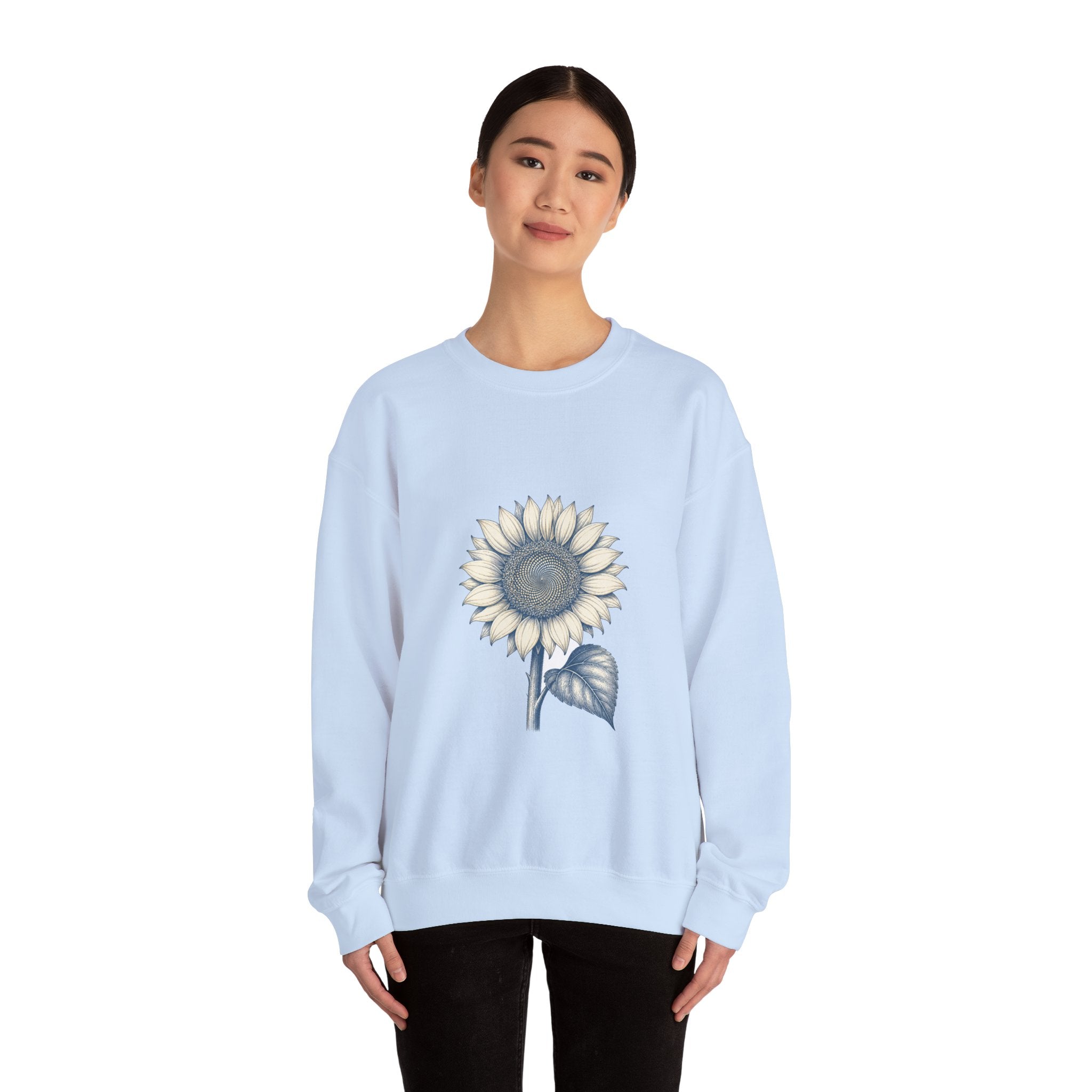 Matching Couple Sweatshirt - Sunflower & Moonflower Matching Couple Comfort Colors Crew Hand-Drawn Art His Hers Anniversary Gift - Design A
