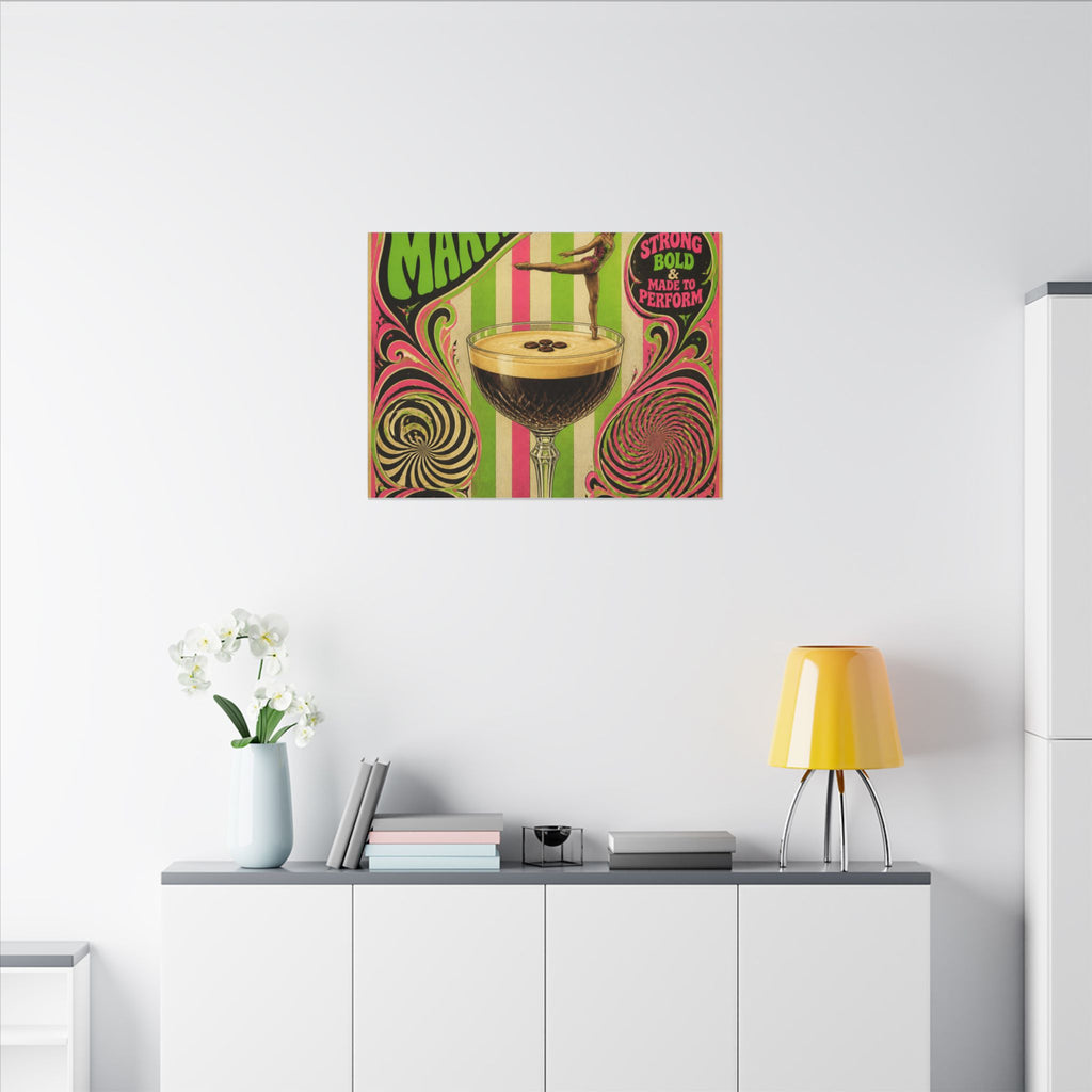 Espresso Martini Acrobat Wall Art Canvas 24×36 Psychedelic Dining Room Decor Maximalist Print
