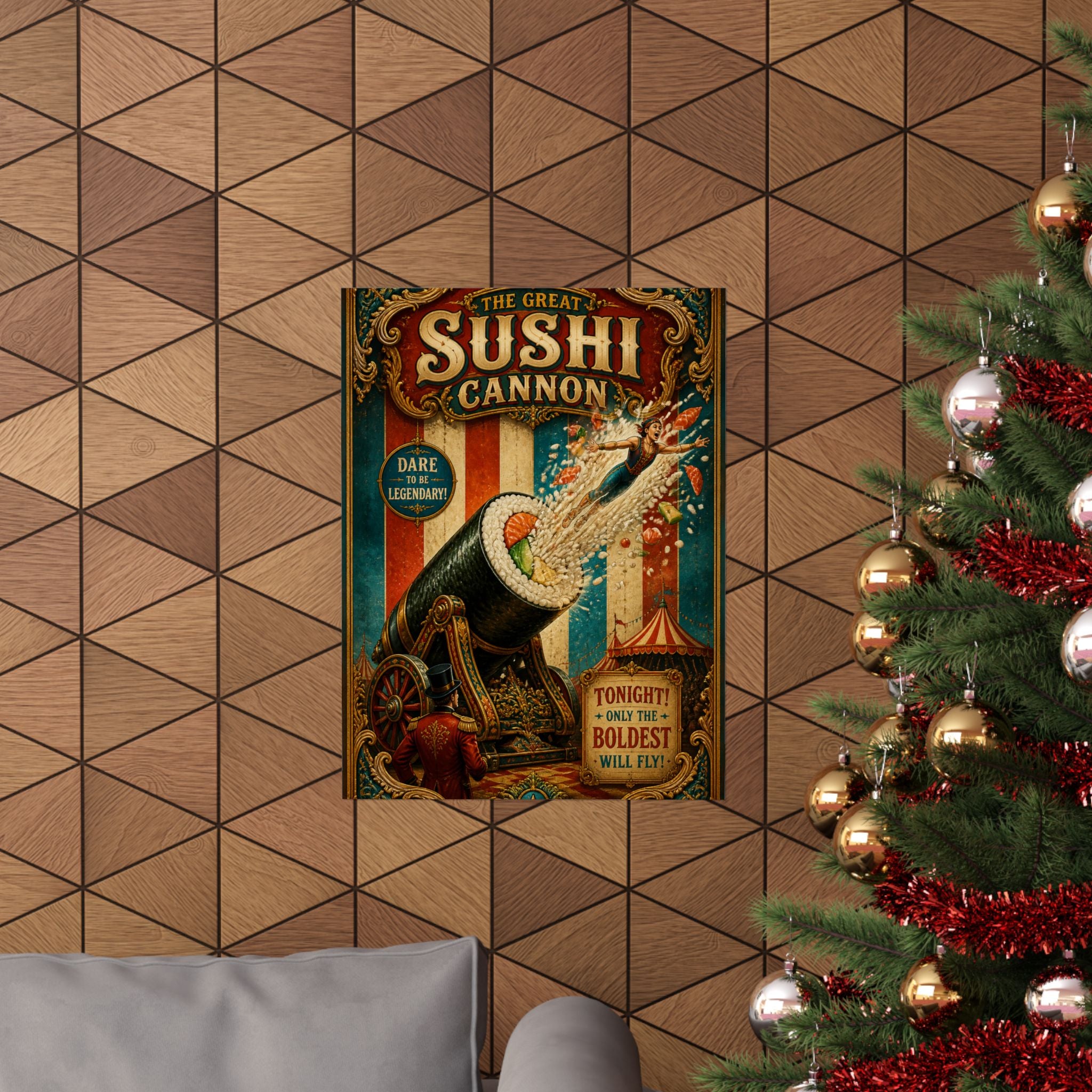 Sushi Roll Cannon Wall Art Poster 24×36 Baroque Studio Decor Maximalist Print