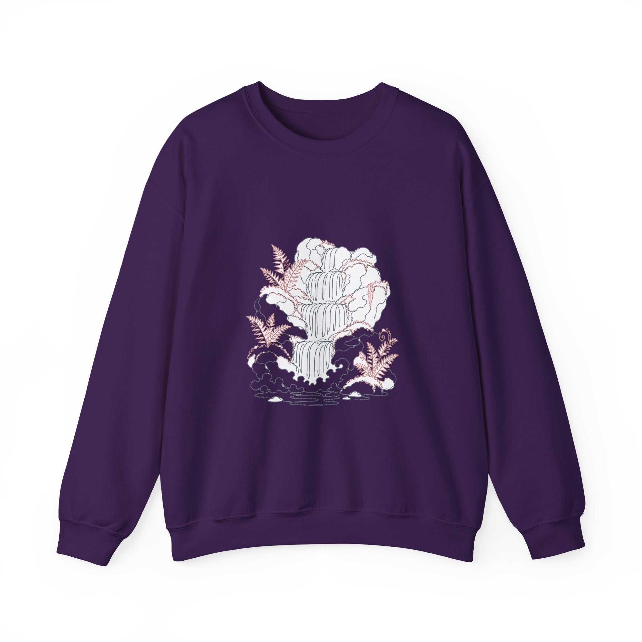 Matching Couple Sweatshirt - Wildfire & Waterfall Matching Couple Crewneck Sweatshirt Minimalist Art His Hers Valentine Gift - Design B