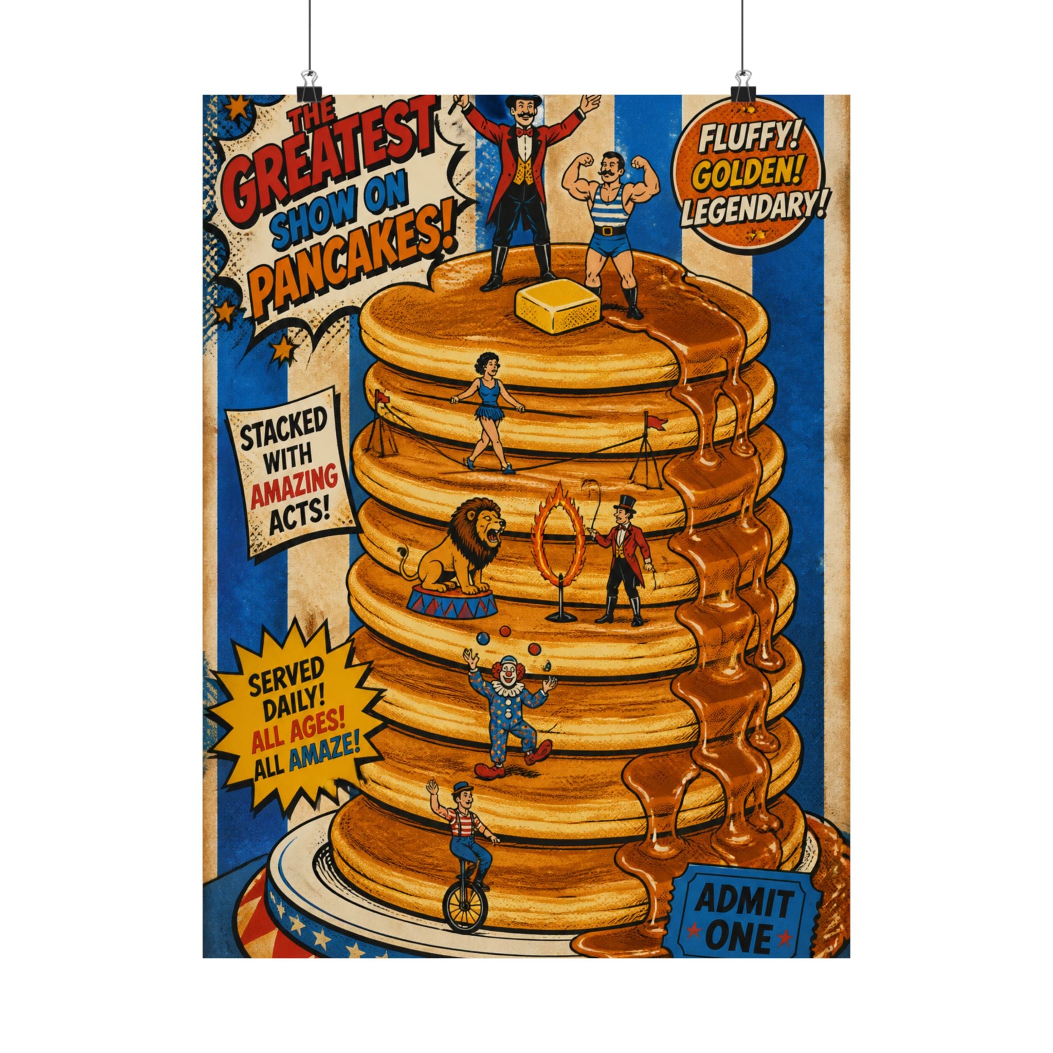 Pancake Stack Platform Wall Art Poster 24×36 Pop Art Restaurant Decor Maximalist Print