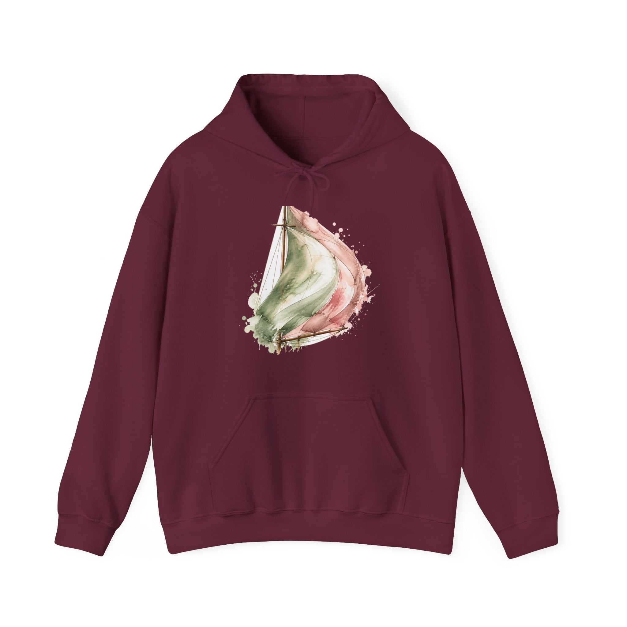 Matching Couple Sweatshirt - Anchor & Sail Matching Couple Hooded Sweatshirt Watercolor Art His Hers Engagement Gift - Design B
