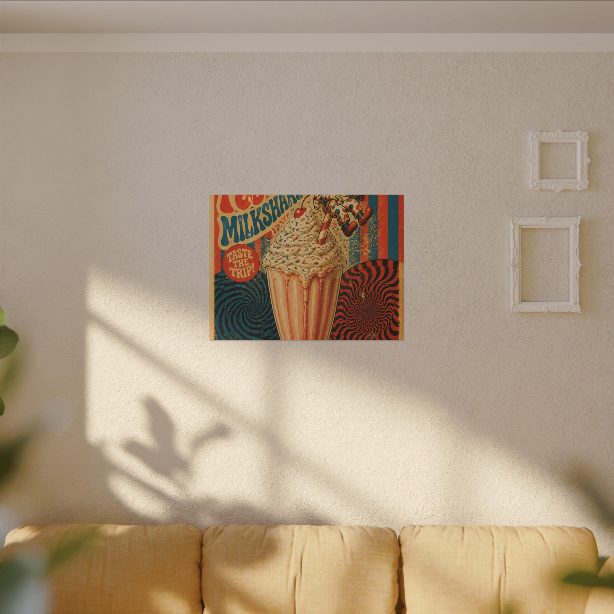 Milkshake Slide Clown Wall Art Canvas 24×36 Psychedelic Dining Room Decor Maximalist Print