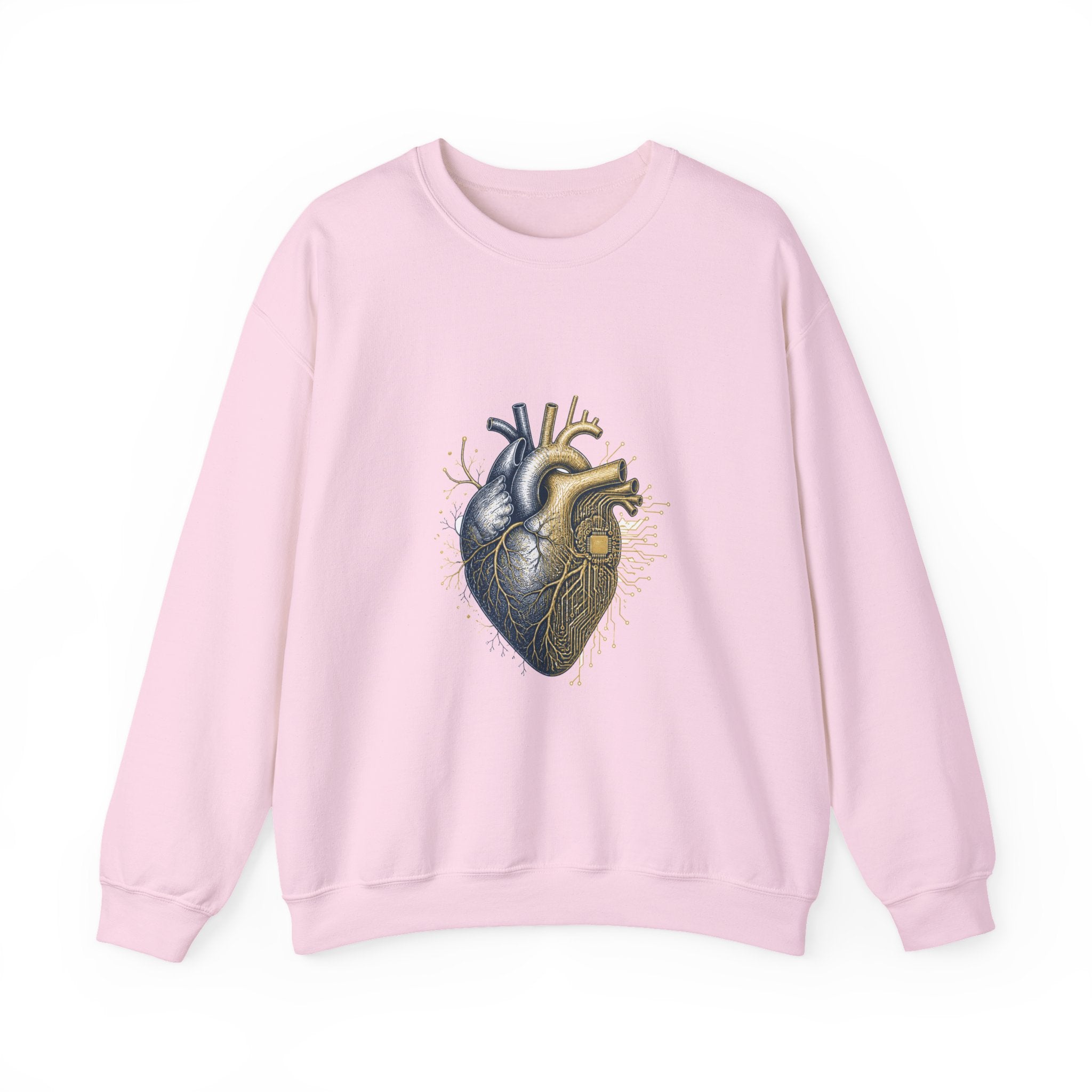 Matching Couple Sweatshirt - Robot & Heart Matching Couple Comfort Colors Crew Hand-Drawn Art His Hers Anniversary Gift - Design B