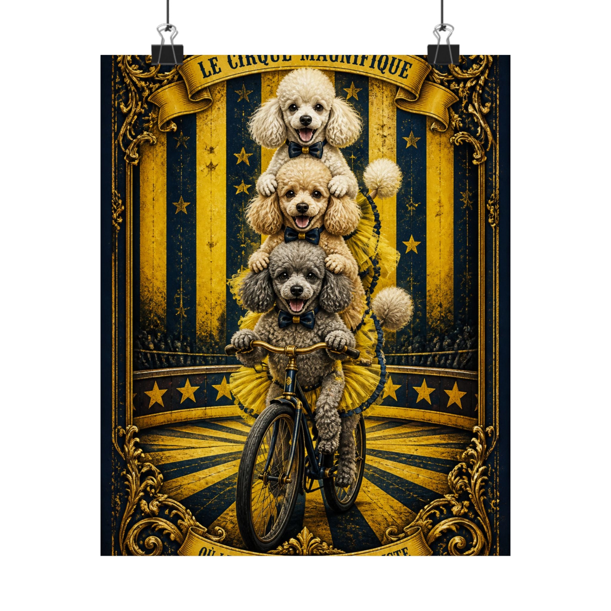 Poodle Stack Bicycle Wall Art Poster 18×24 Baroque Home Office Decor Maximalist Print