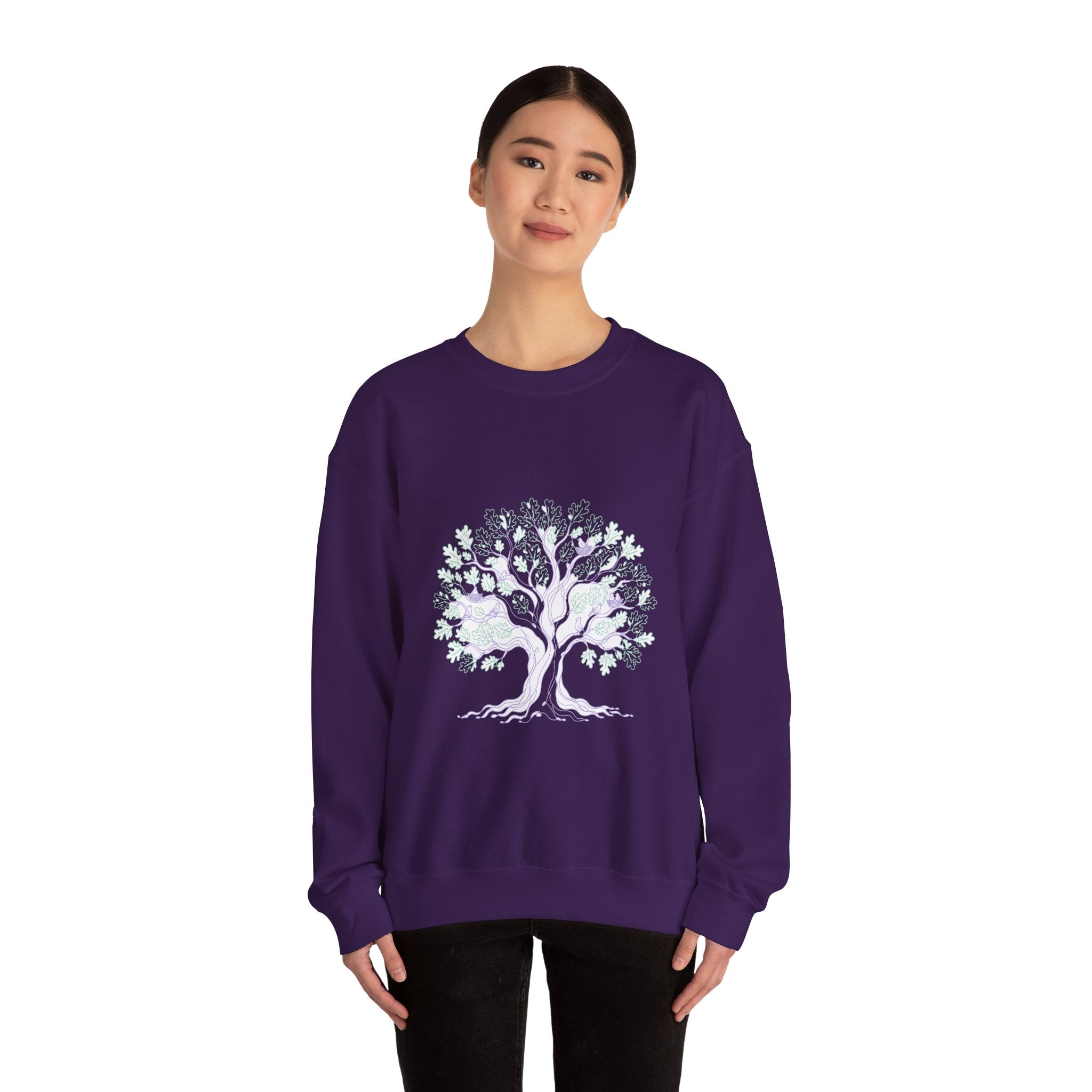 Matching Couple Sweatshirt - Ancient Oak & Deep Roots Matching Couple Comfort Colors Crew Minimalist Art His Hers Christmas Gift - Design A