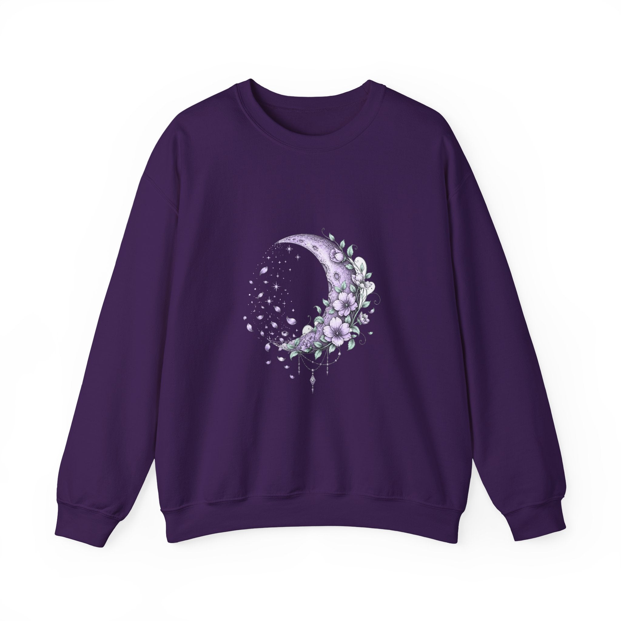 Matching Couple Sweatshirt - Waxing & Waning Moon Matching Couple Comfort Colors Crew Hand-Drawn Art His Hers Anniversary Gift - Design B
