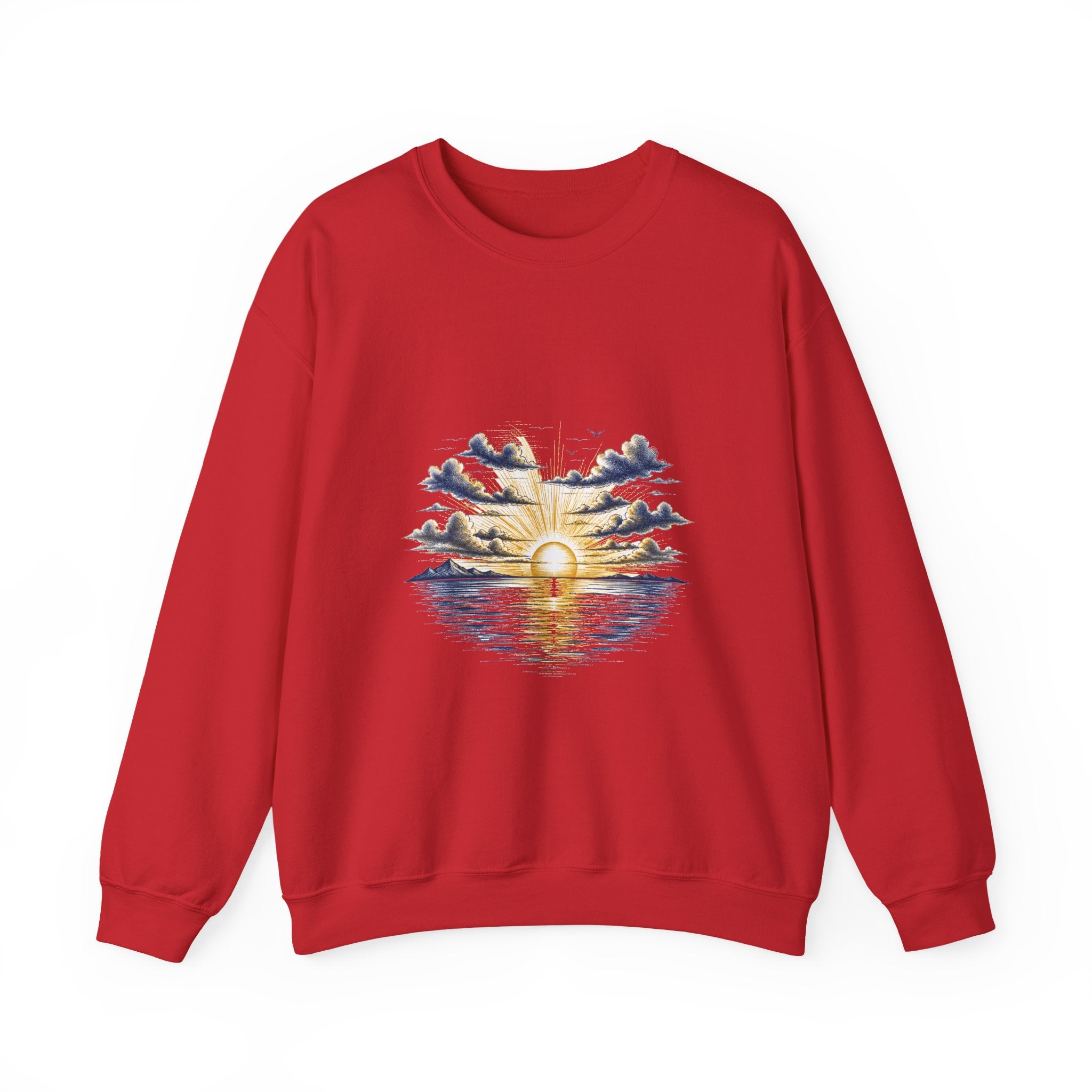 Matching Couple Sweatshirt - Sunrise & Sunset Matching Couple Premium Fleece Sweatshirt Hand-Drawn Art His Hers Anniversary Gift - Design A