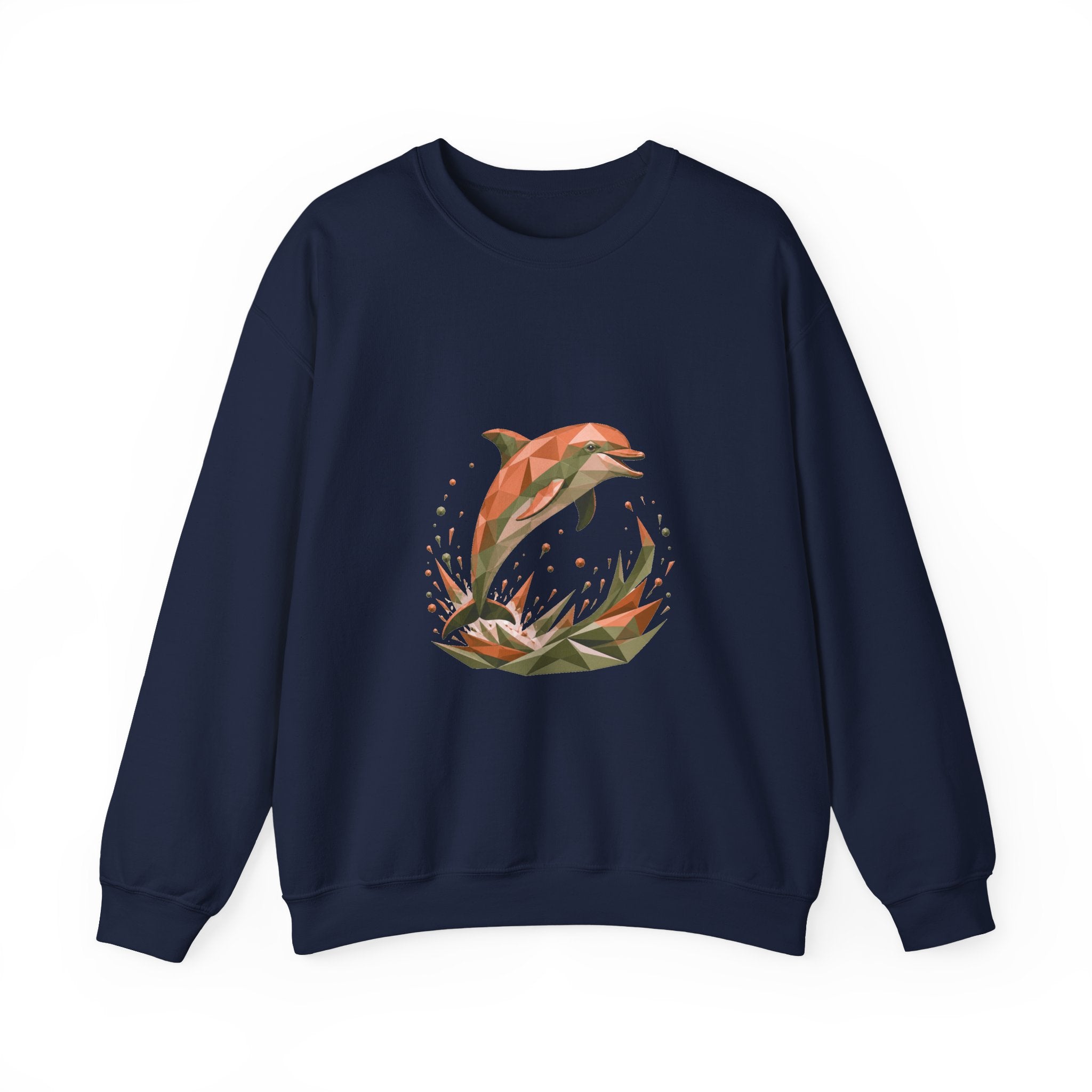 Matching Couple Sweatshirt - Shark & Dolphin Matching Couple Crewneck Sweatshirt Geometric Art His Hers Couple Gift - Design B