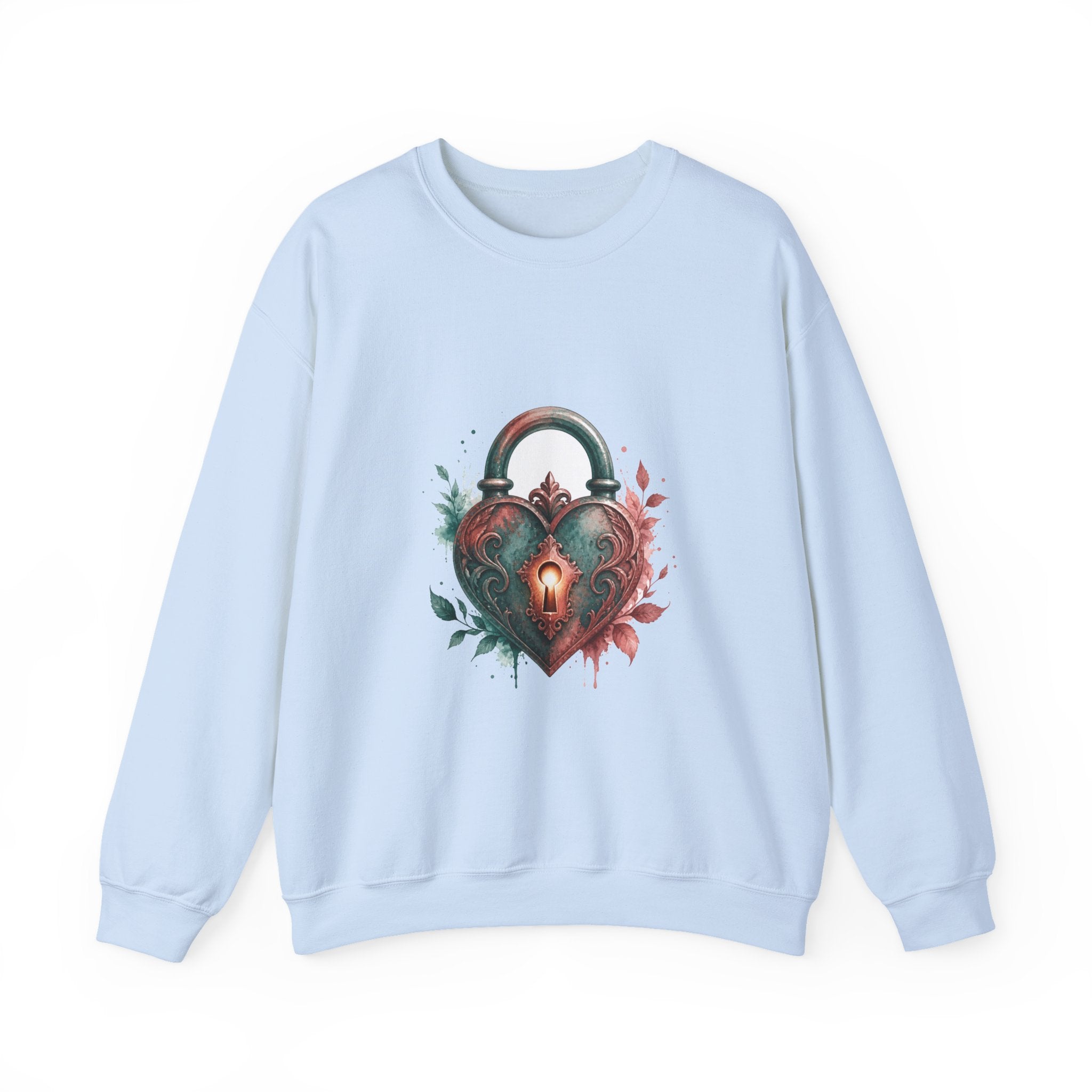 Matching Couple Sweatshirt - Key & Lock Matching Couple Premium Fleece Sweatshirt Watercolor Art His Hers Birthday Gift - Design B