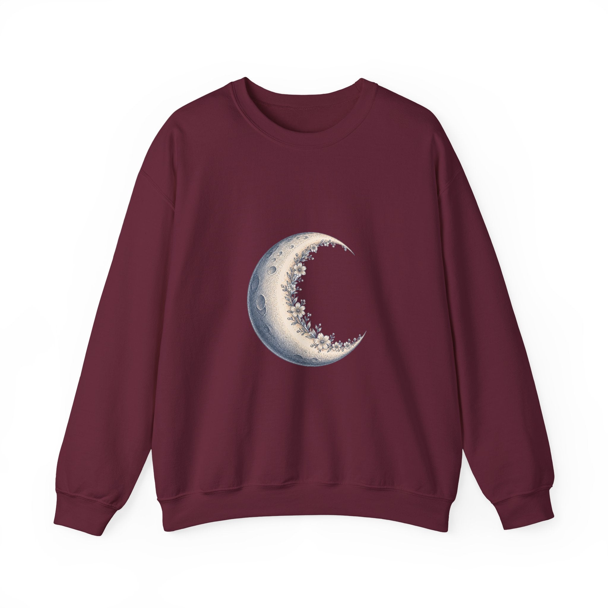 Matching Couple Sweatshirt - Waxing & Waning Moon Matching Couple Premium Fleece Sweatshirt Hand-Drawn Art His Hers Anniversary Gift - Design A