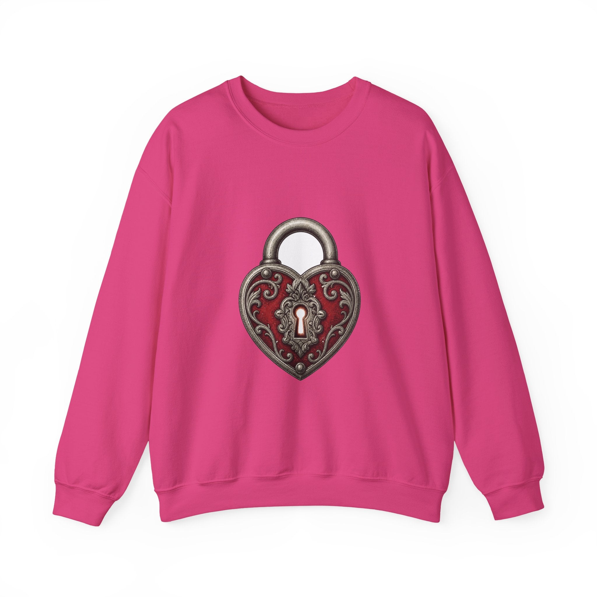 Matching Couple Sweatshirt - Key & Lock Matching Couple Comfort Colors Crew Hand-Drawn Art His Hers Anniversary Gift - Design B
