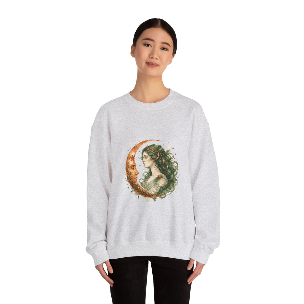 Matching Couple Sweatshirt - Helios & Selene Matching Couple Crewneck Sweatshirt Watercolor Art His Hers Engagement Gift - Design B