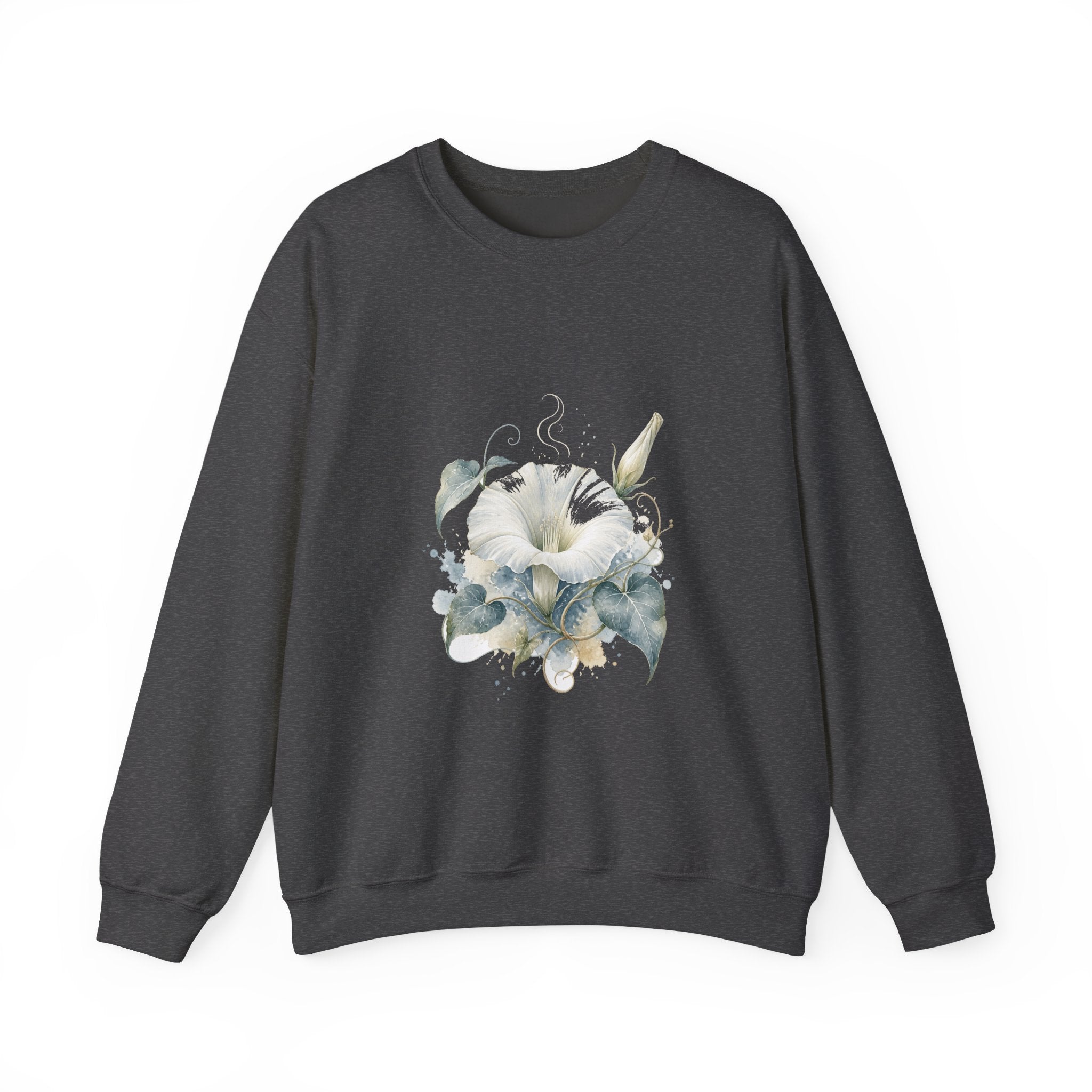 Matching Couple Sweatshirt - Sunflower & Moonflower Matching Couple Comfort Colors Crew Watercolor Art His Hers Birthday Gift - Design B