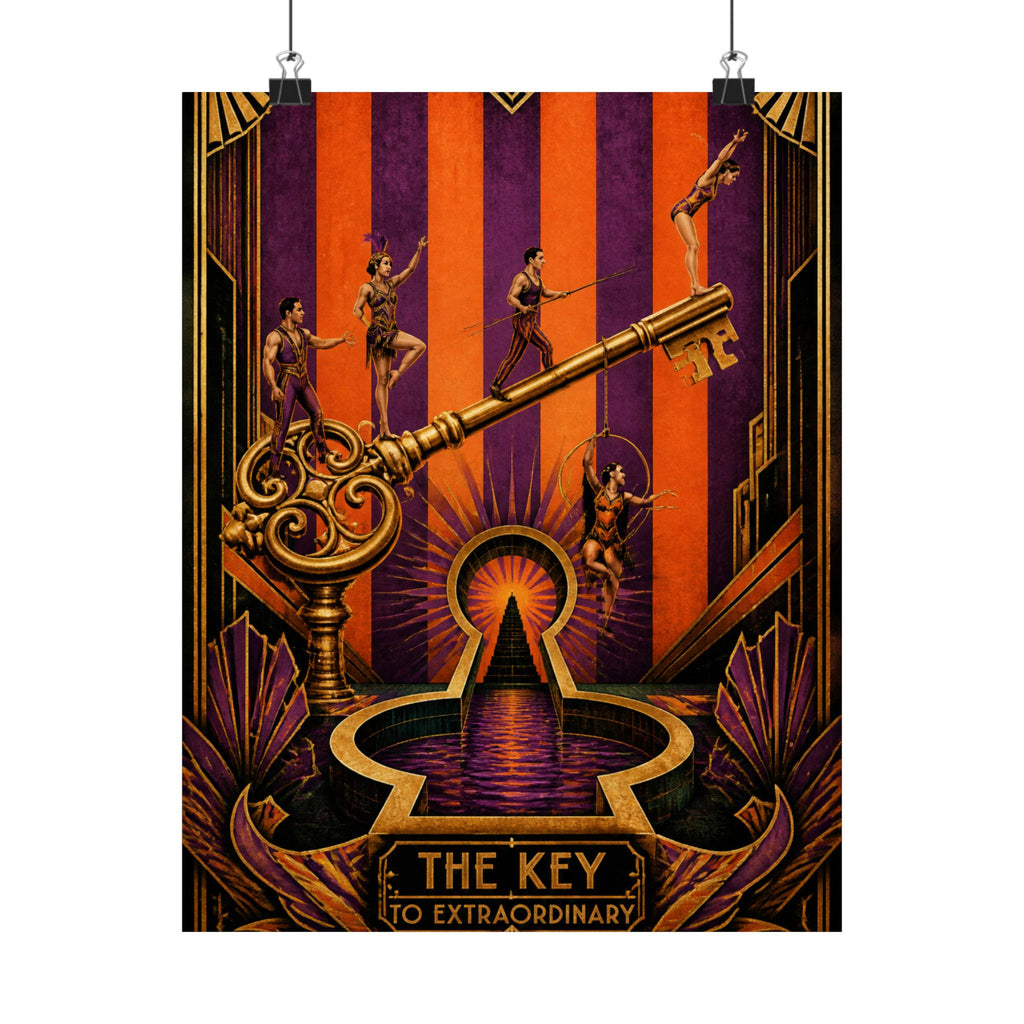 Giant Key Performance Wall Art Poster 24×36 Art Deco Bar Area Decor Maximalist Print