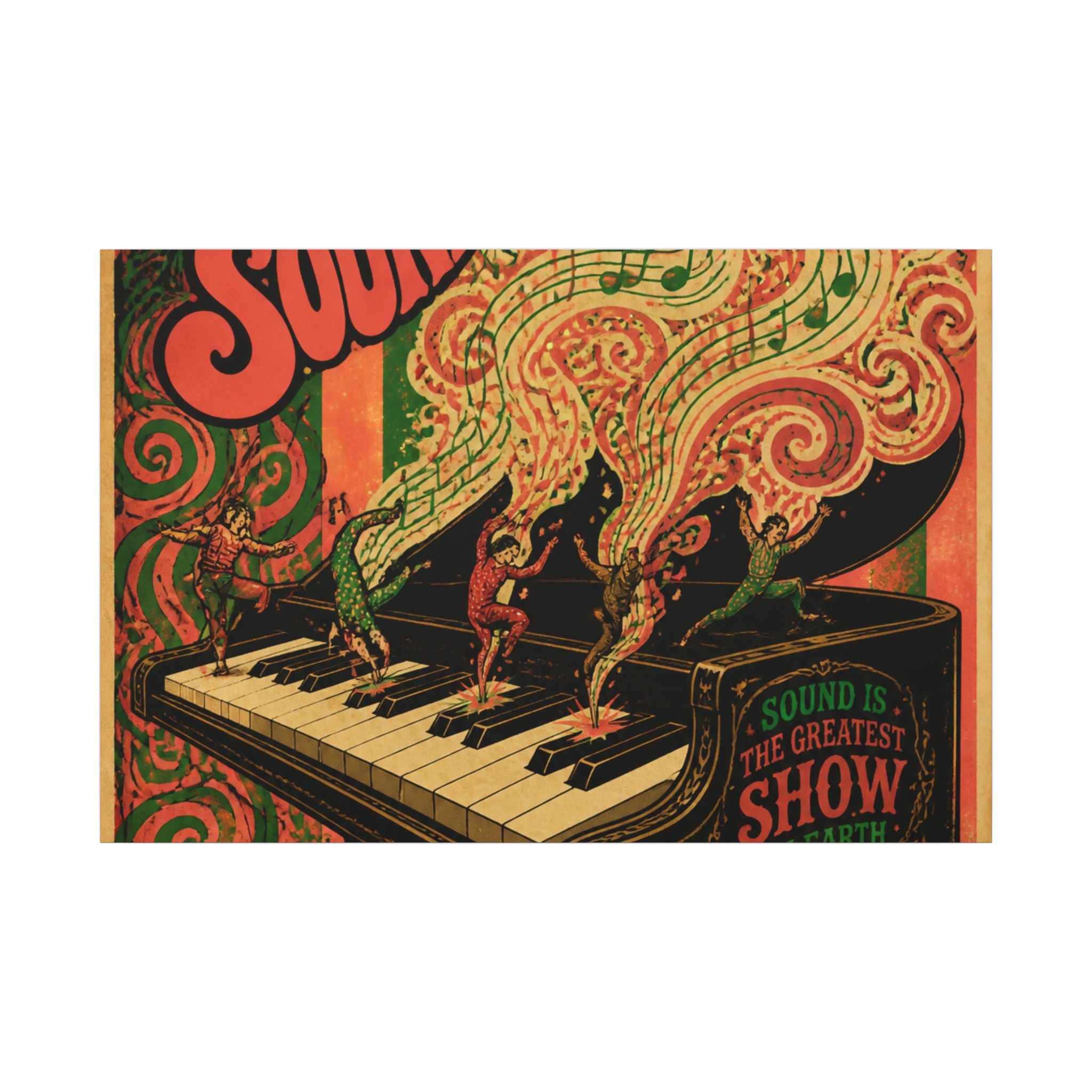Grand Piano Acrobats Wall Art Canvas 16×20 Psychedelic Cafe Decor Maximalist Print