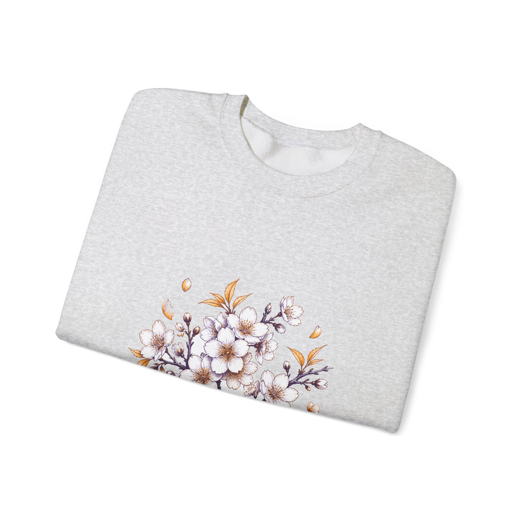 Matching Couple Sweatshirt - Cherry Blossom & Maple Leaf Matching Couple Comfort Colors Crew Hand-Drawn Art His Hers Anniversary Gift - Design A