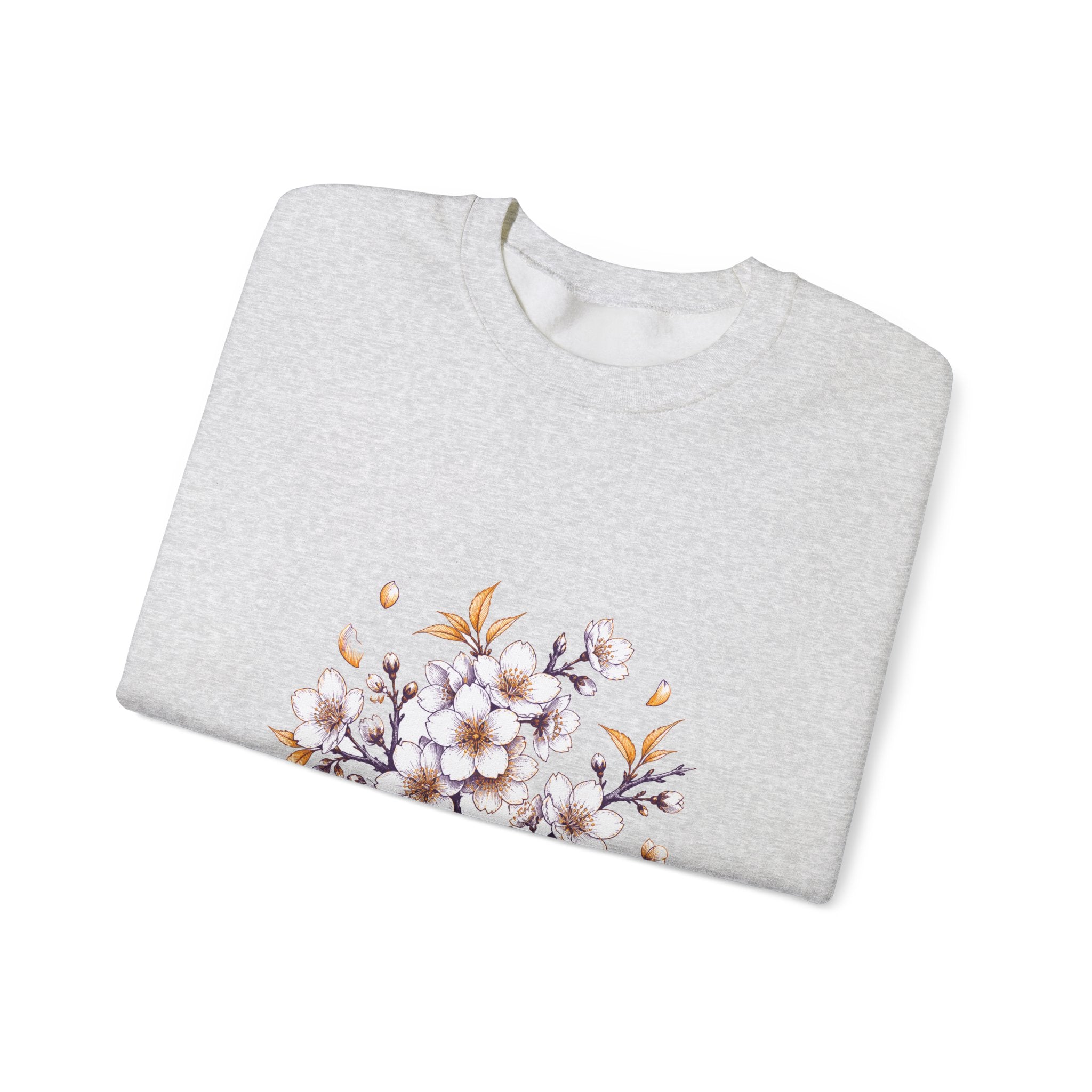 Matching Couple Sweatshirt - Cherry Blossom & Maple Leaf Matching Couple Comfort Colors Crew Hand-Drawn Art His Hers Anniversary Gift - Design A