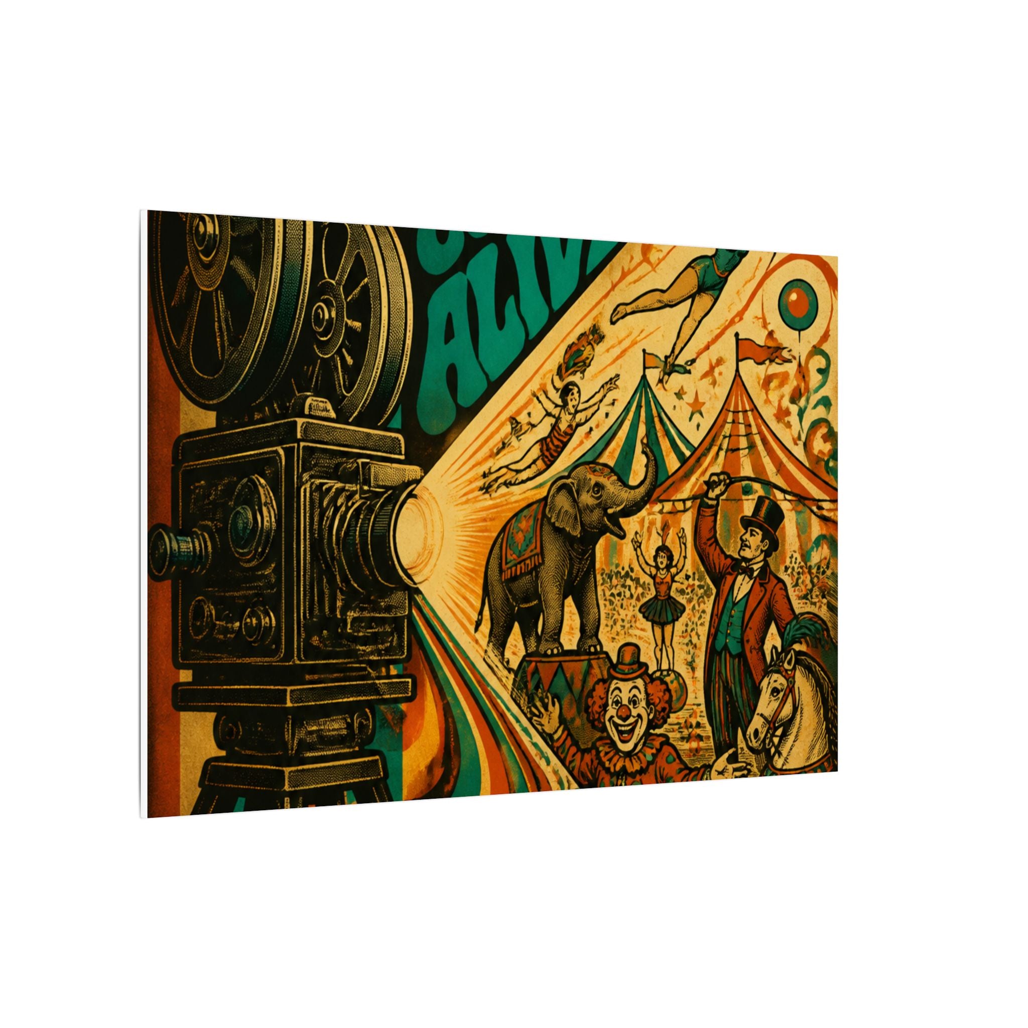 Film Camera Projector Show Wall Art Canvas 16×20 Psychedelic Cafe Decor Maximalist Print