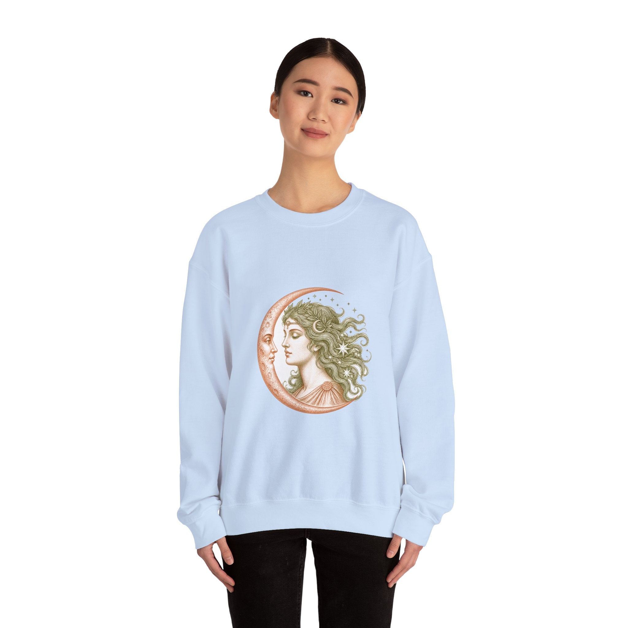 Matching Couple Sweatshirt - Helios & Selene Matching Couple Crewneck Sweatshirt Vintage Art His Hers Wedding Gift - Design B