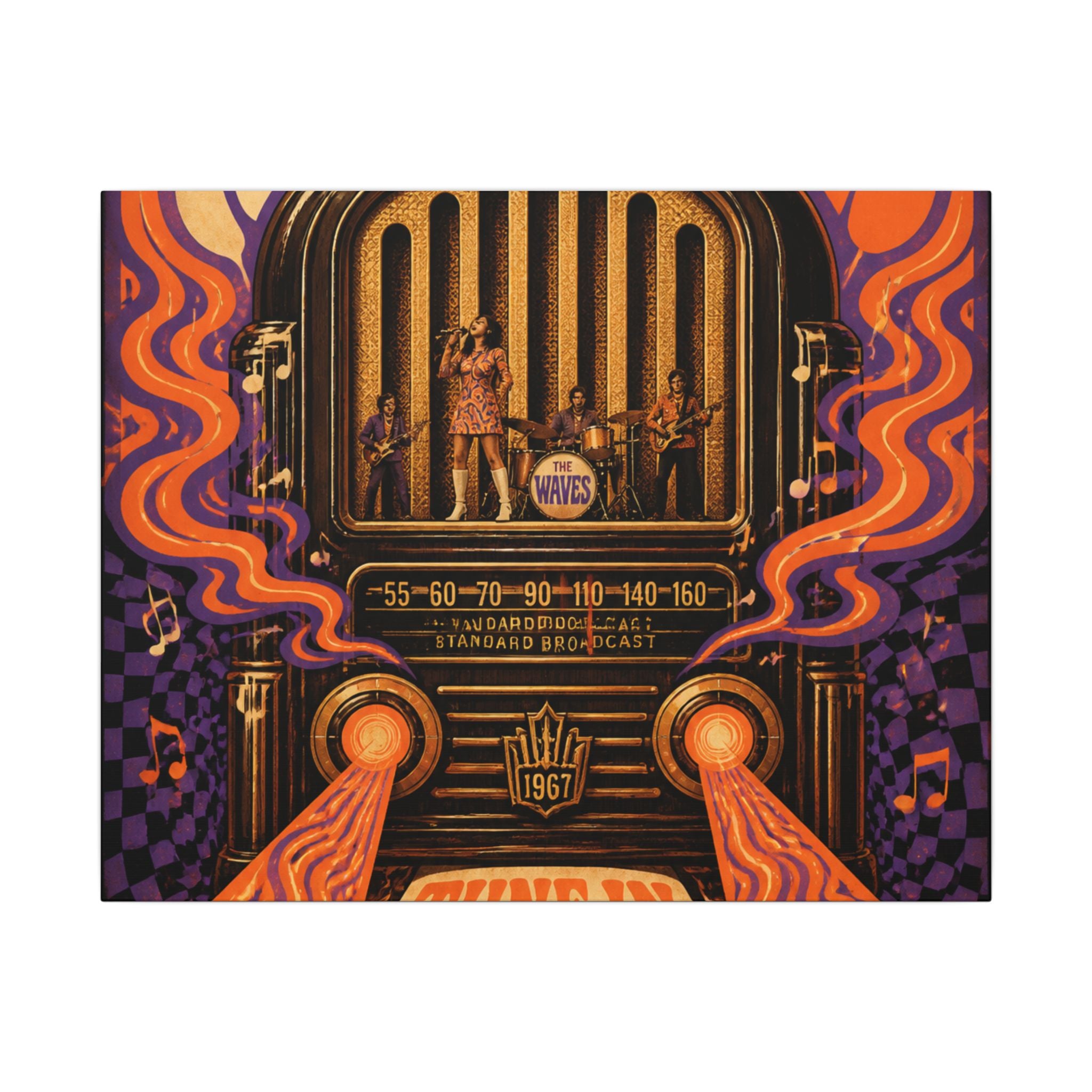Vintage Radio Stage Wall Art Canvas 16×20 Psychedelic Cafe Decor Maximalist Print