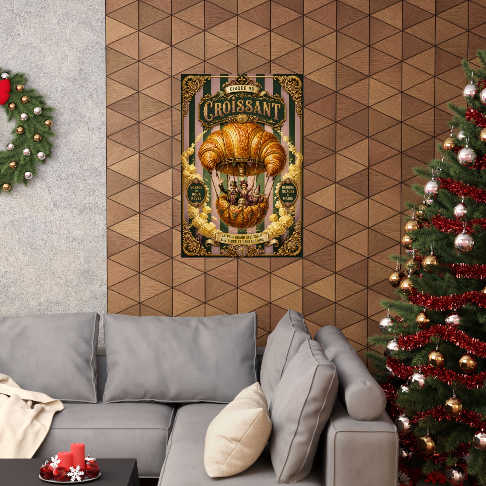 Croissant Hot Air Balloon Wall Art Poster 24×36 Baroque Studio Decor Maximalist Print