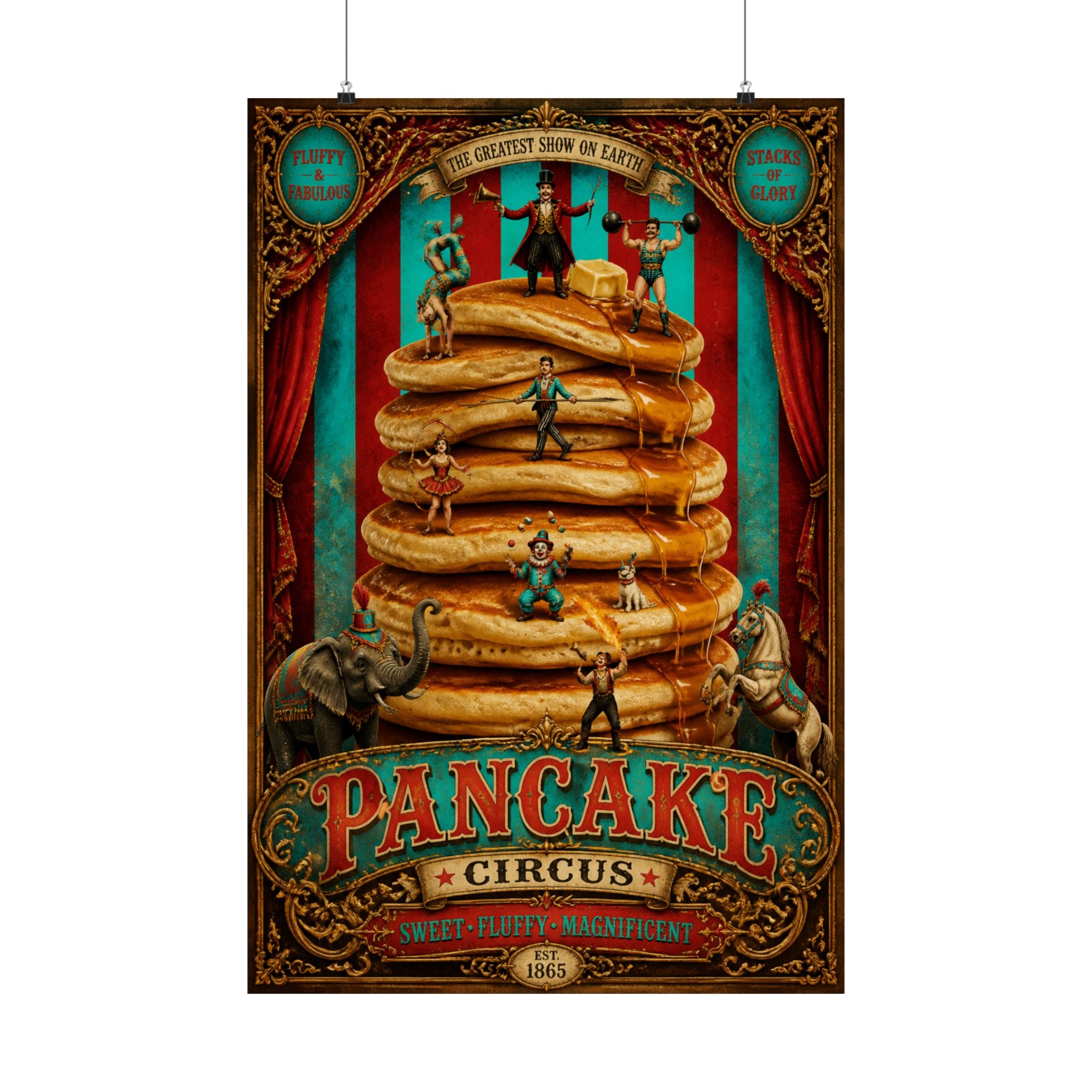 Pancake Stack Platform Wall Art Poster 18×24 Baroque Home Office Decor Maximalist Print